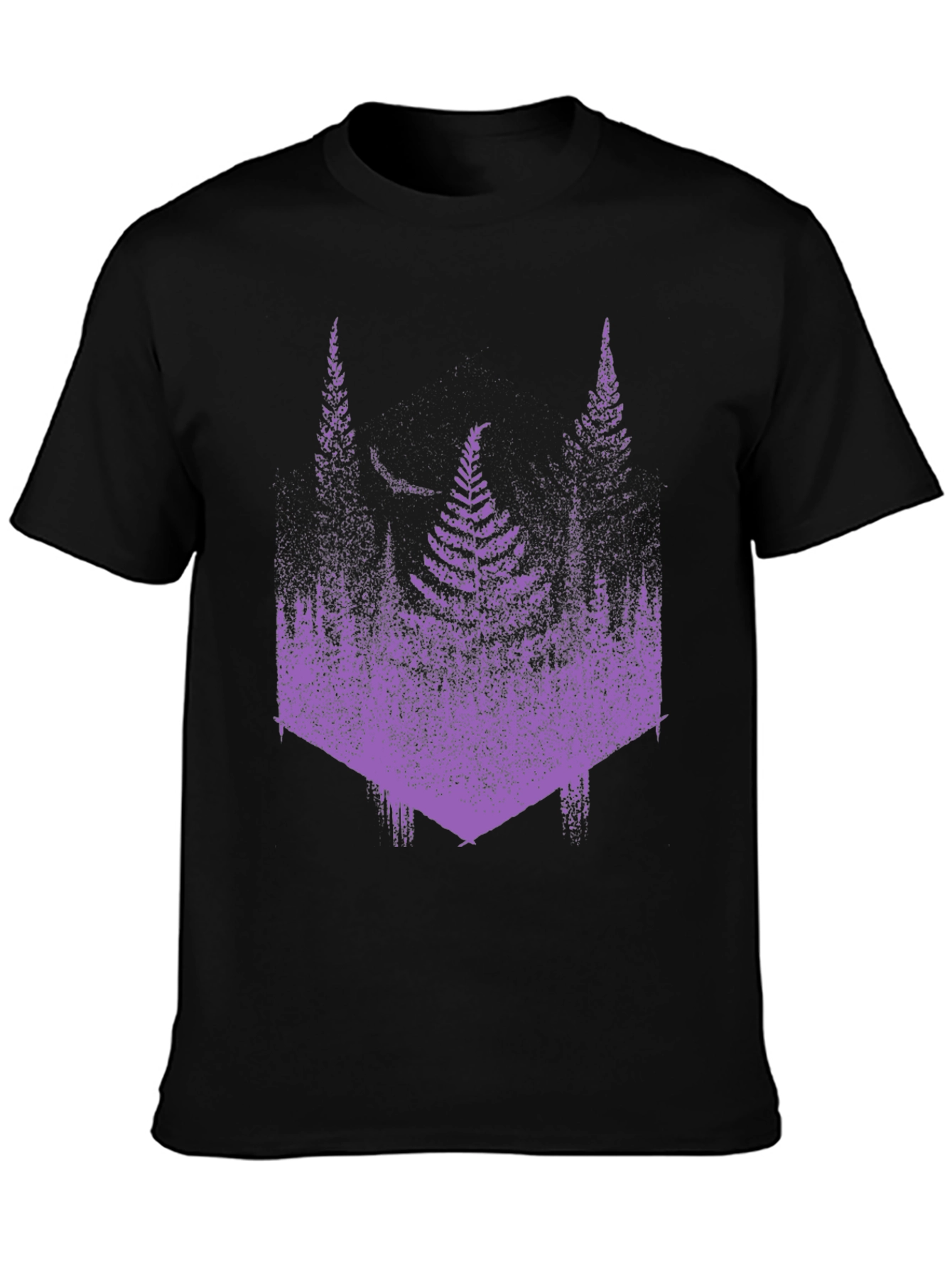 Fern Forest Print Graphic Tee - Black