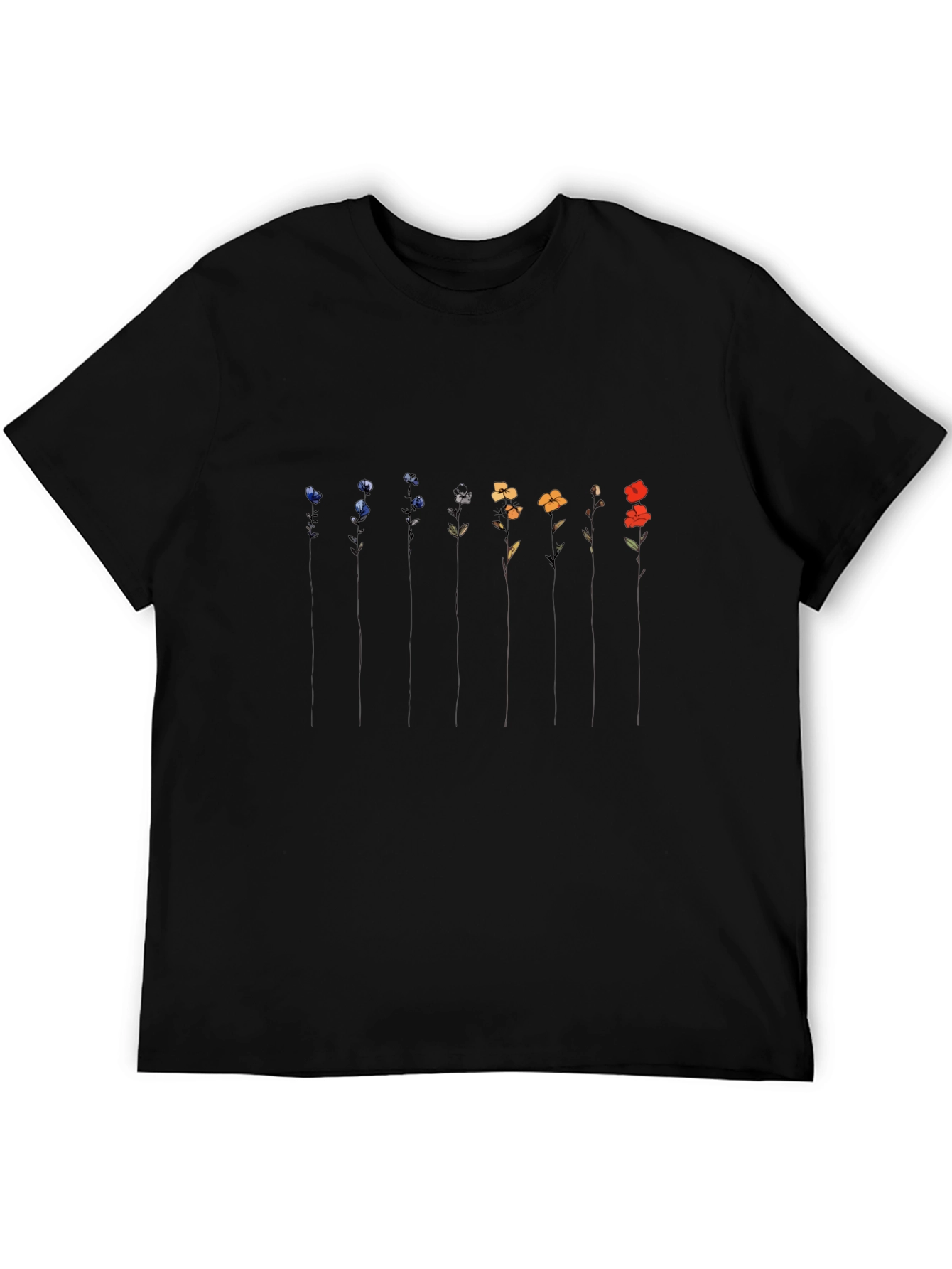 Floral Spectrum Black T-Shirt