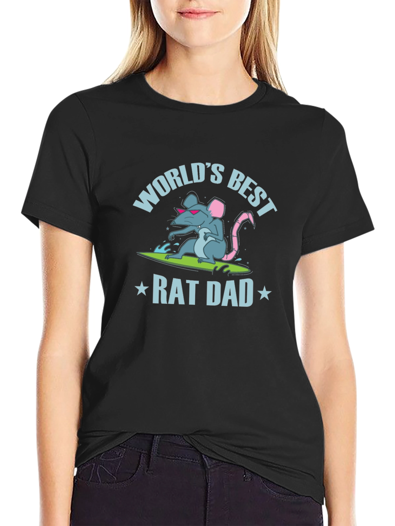 Worlds Best Rat Dad Graphic Tee - Black