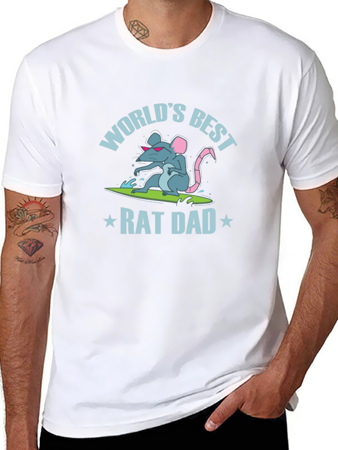 Worlds Best Rat Dad Graphic Tee - Black