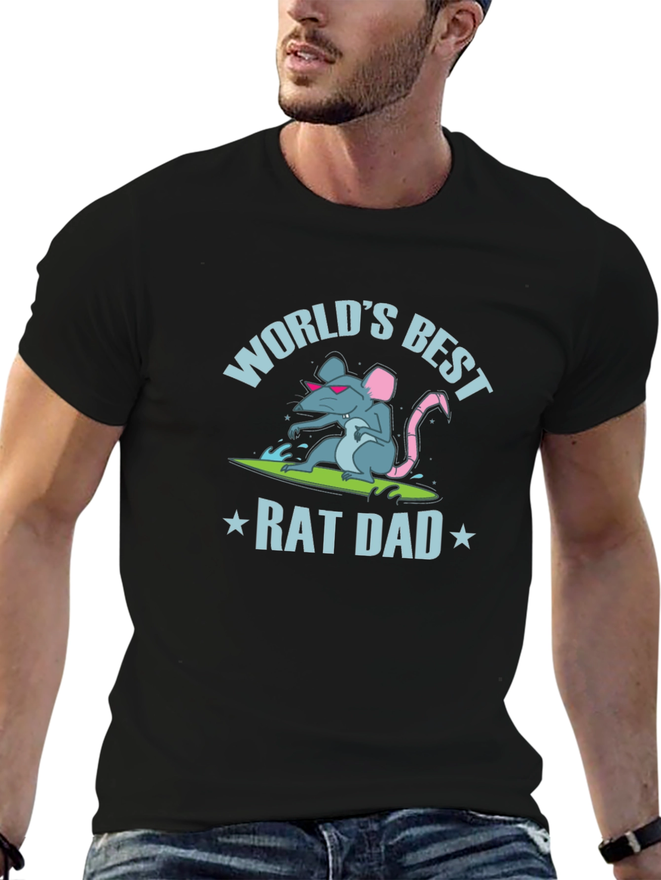 Worlds Best Rat Dad Graphic Tee - Black
