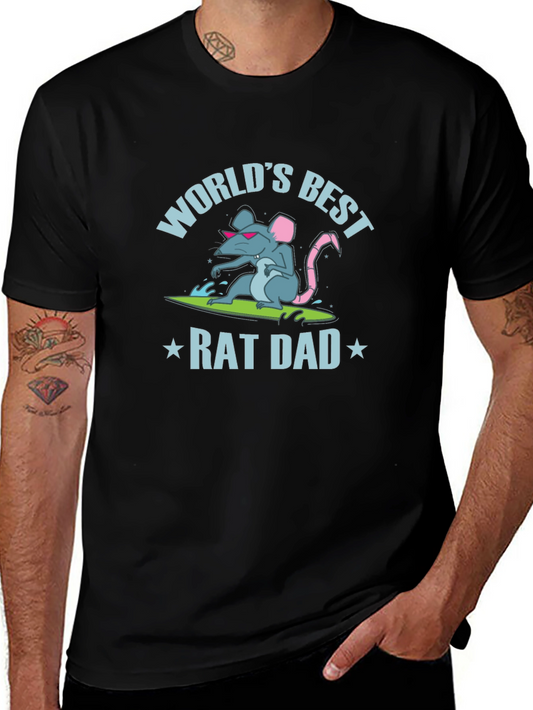 Worlds Best Rat Dad Graphic Tee - Black