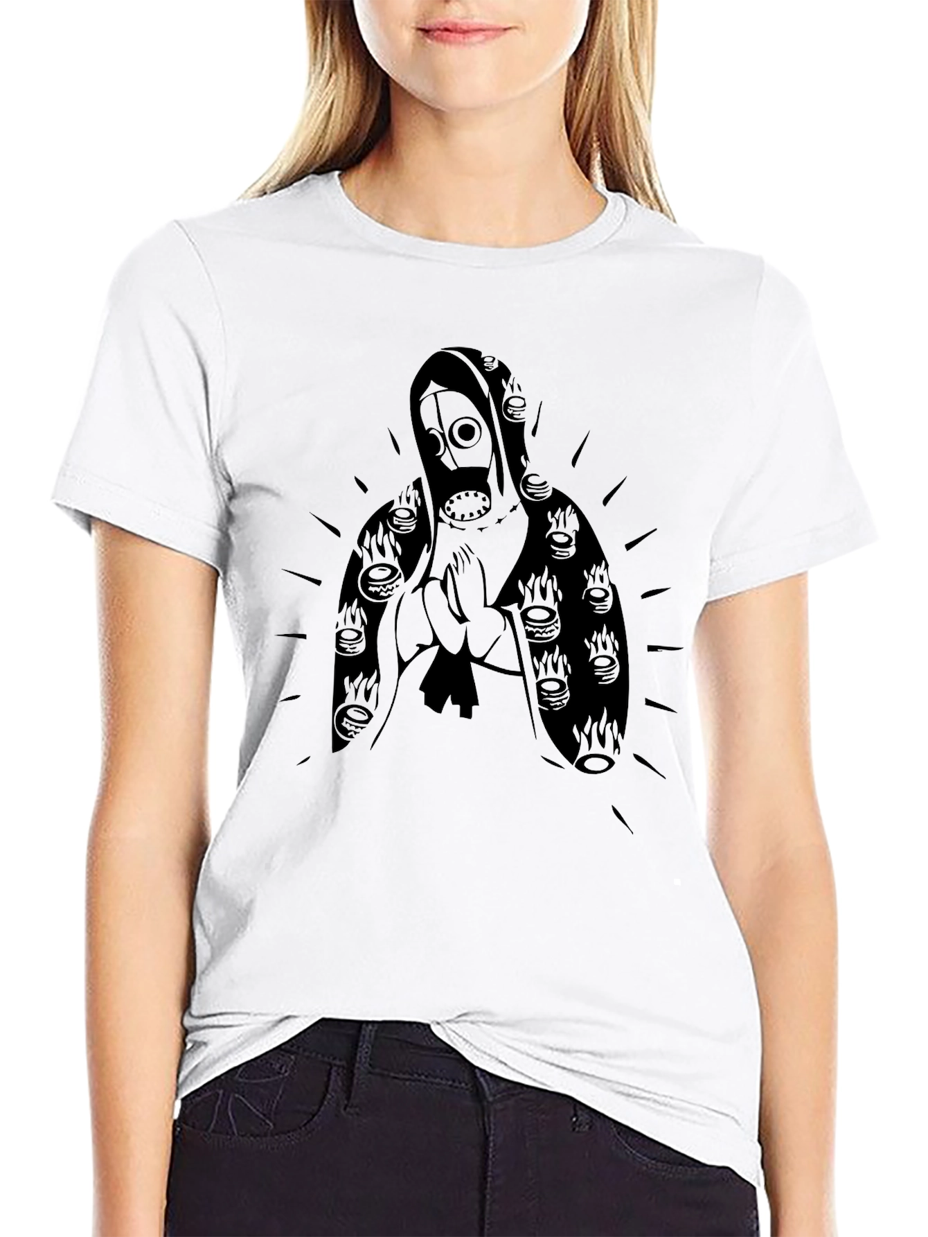Gas Mask Madonna Graphic Tee - Black