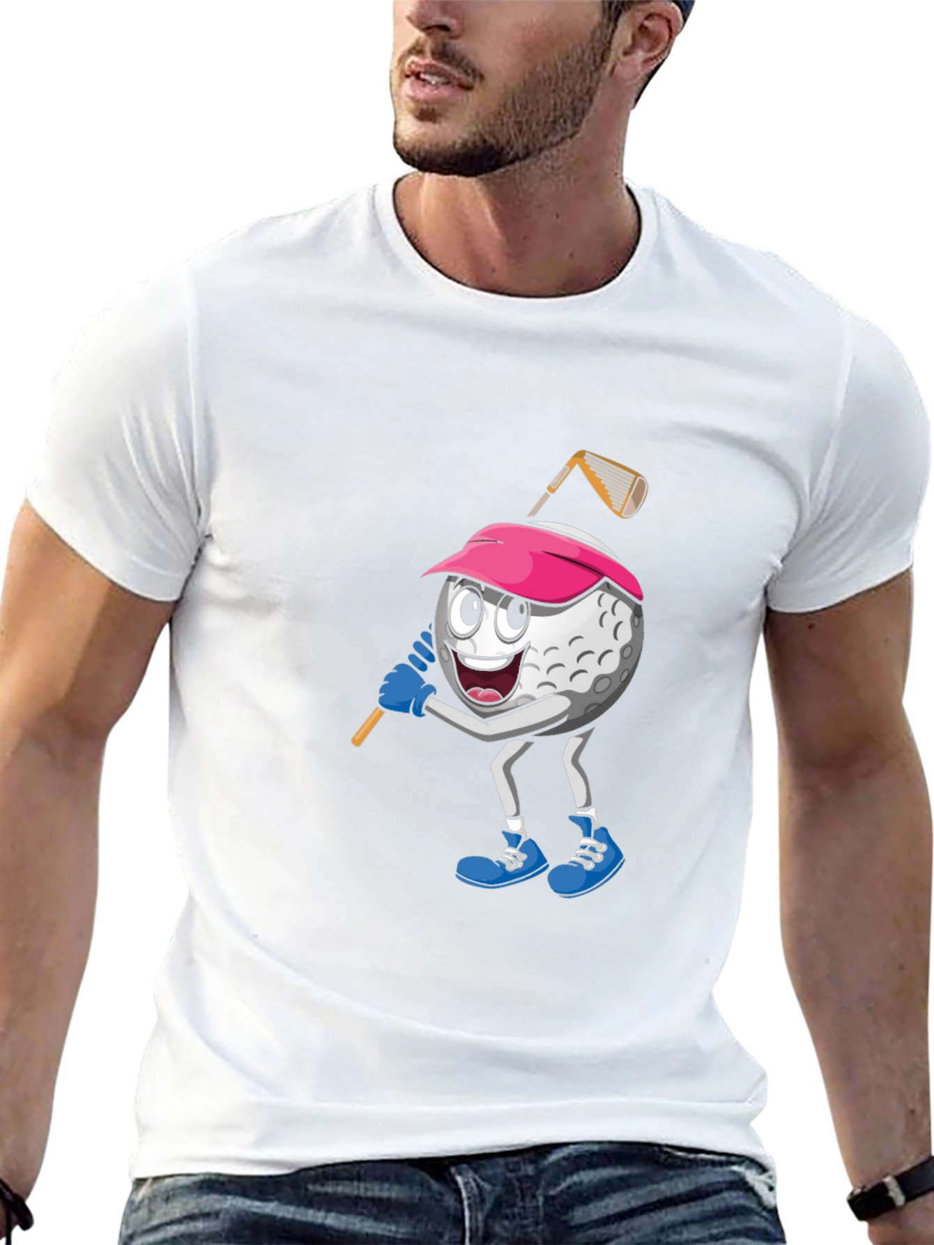 Golf Ball Cartoon Black T-Shirt