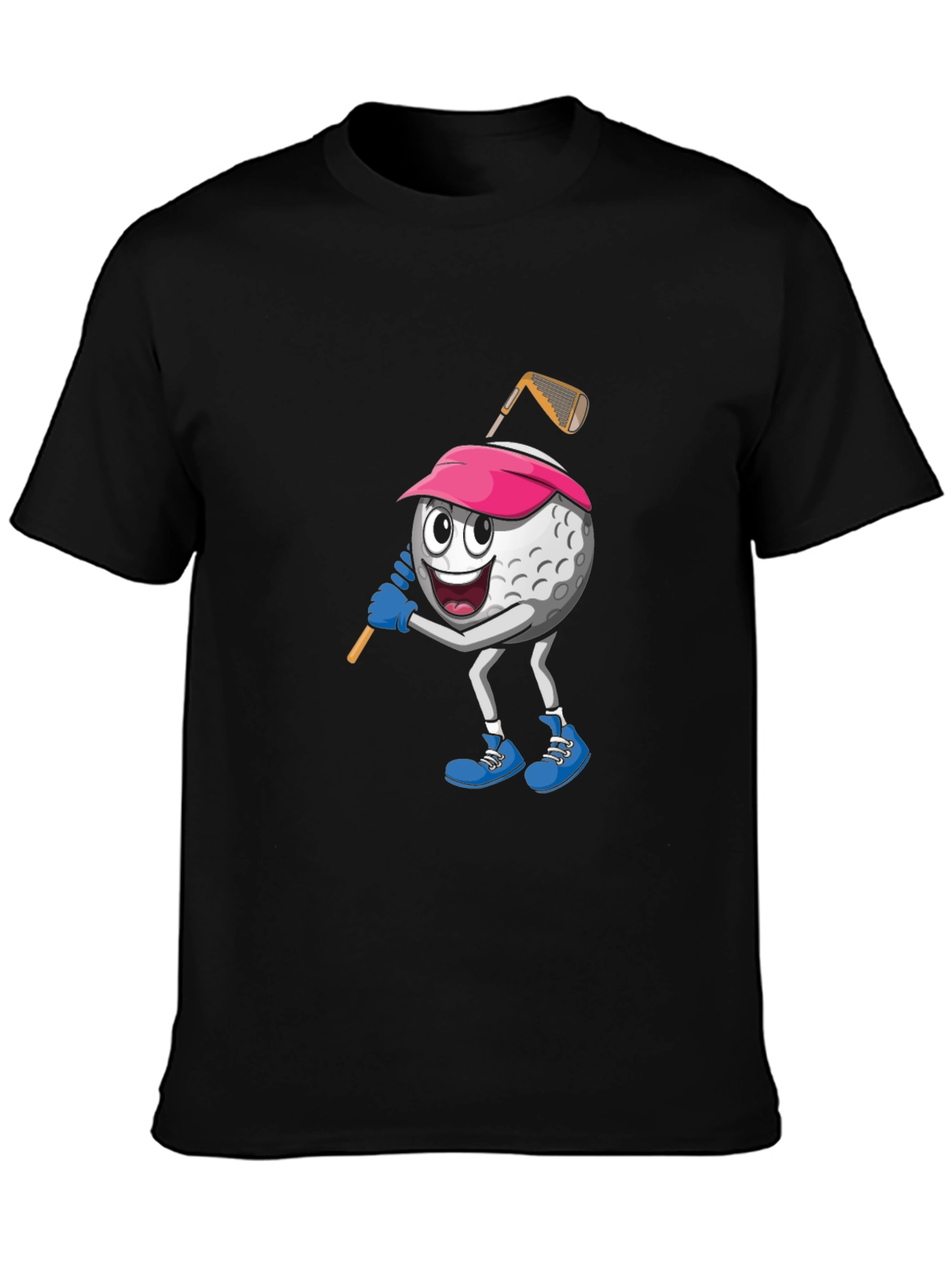 Golf Ball Cartoon Black T-Shirt
