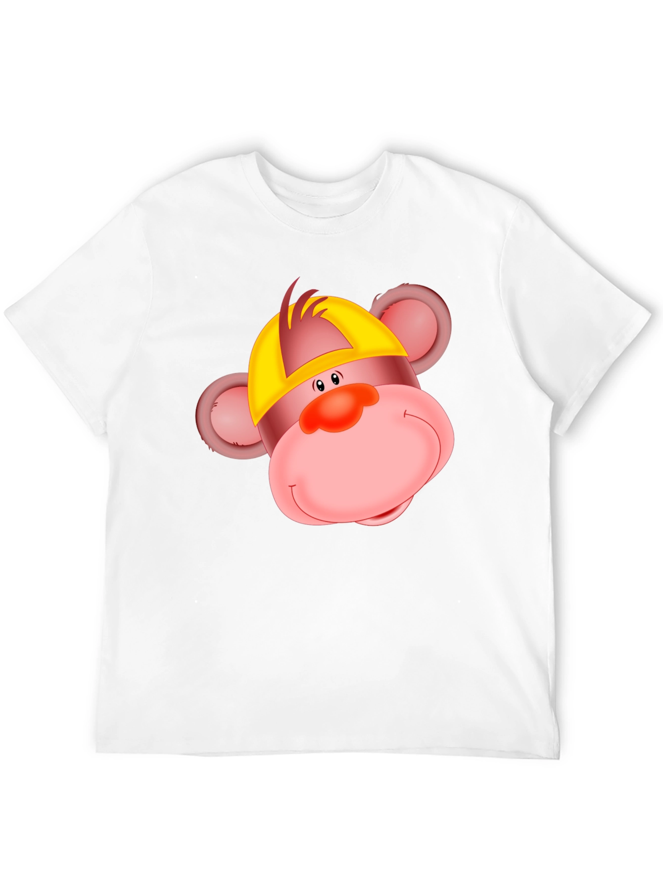 Cartoon Monkey Graphic Tee - Black Cotton T-Shirt