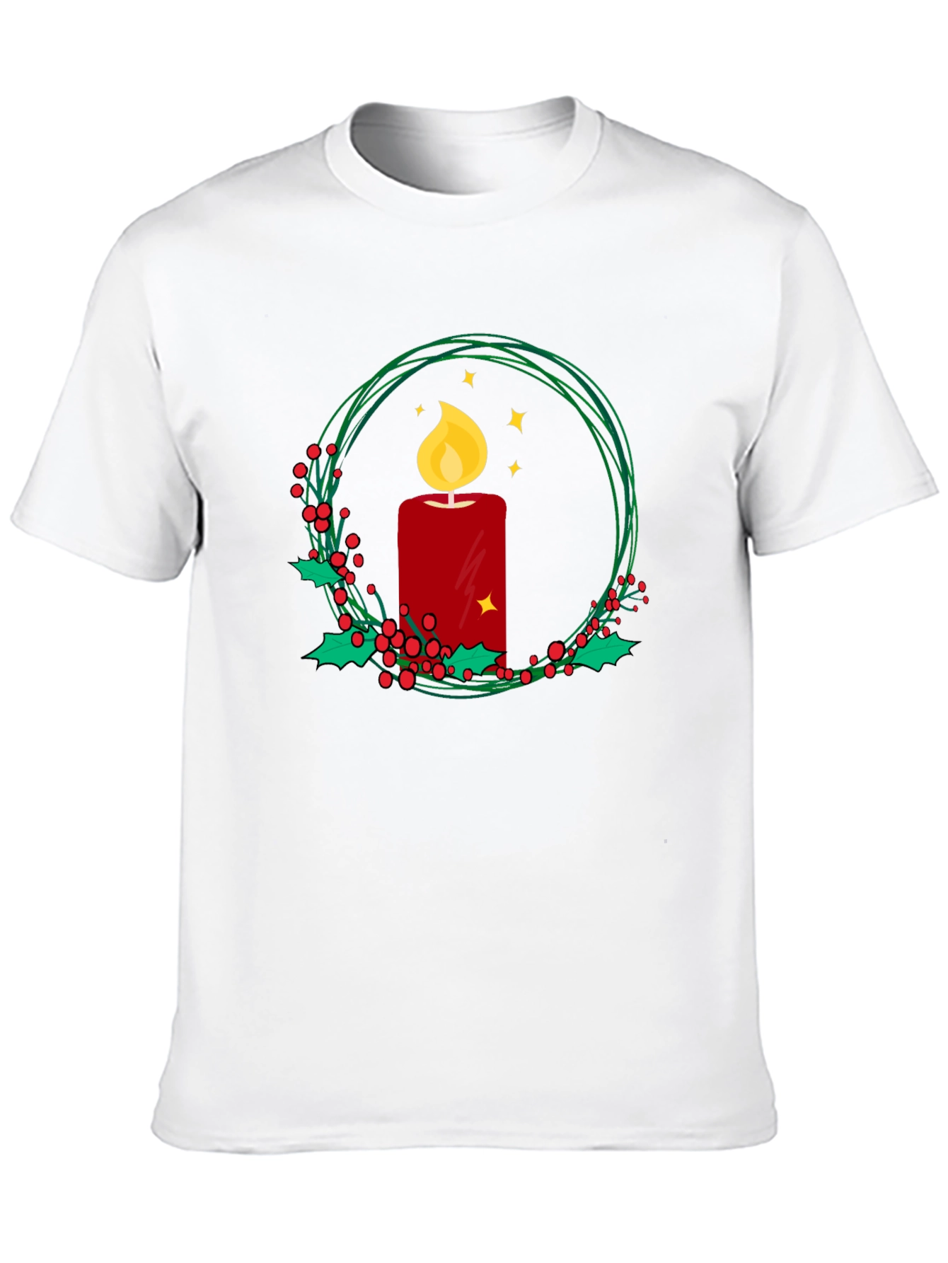Festive Candle Wreath Graphic Tee - Holiday Cheer
