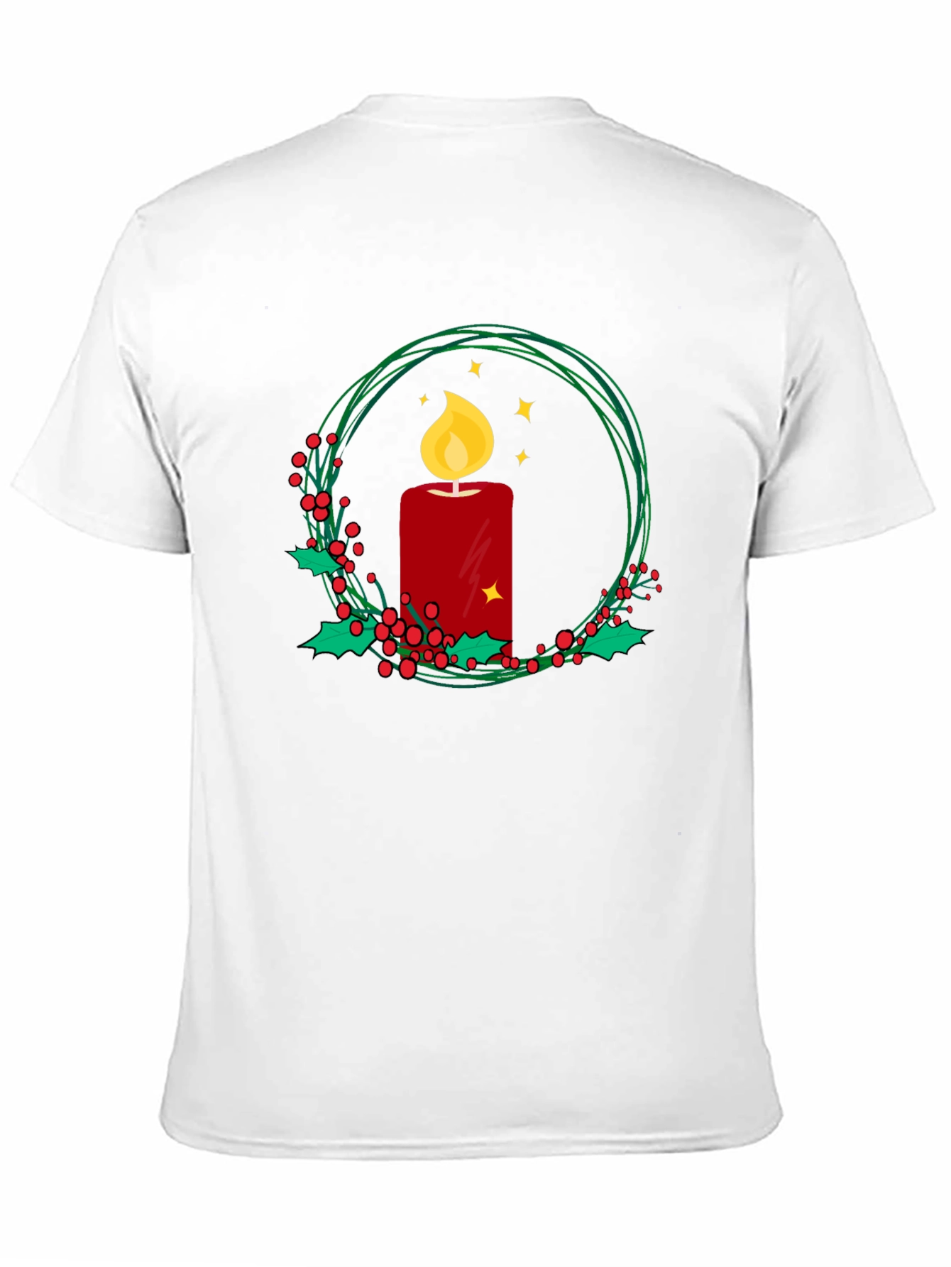 Festive Candle Wreath Graphic Tee - Holiday Cheer