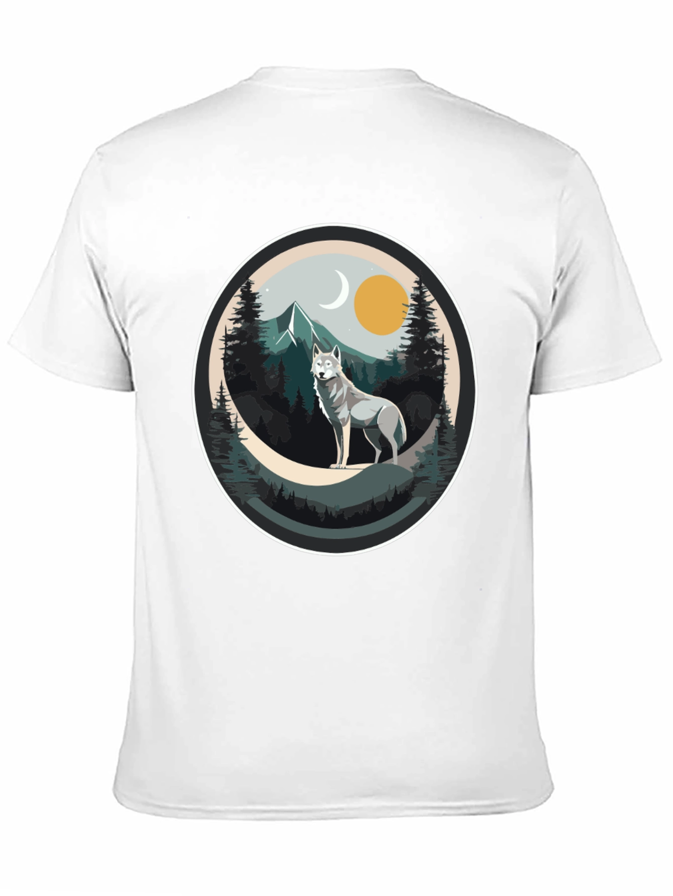 Wolf Mountain Scene Graphic Tee - Nature Lovers T-Shirt