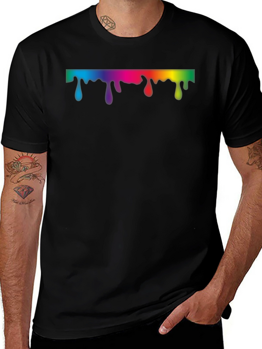 Rainbow Drip Graphic Black T-Shirt