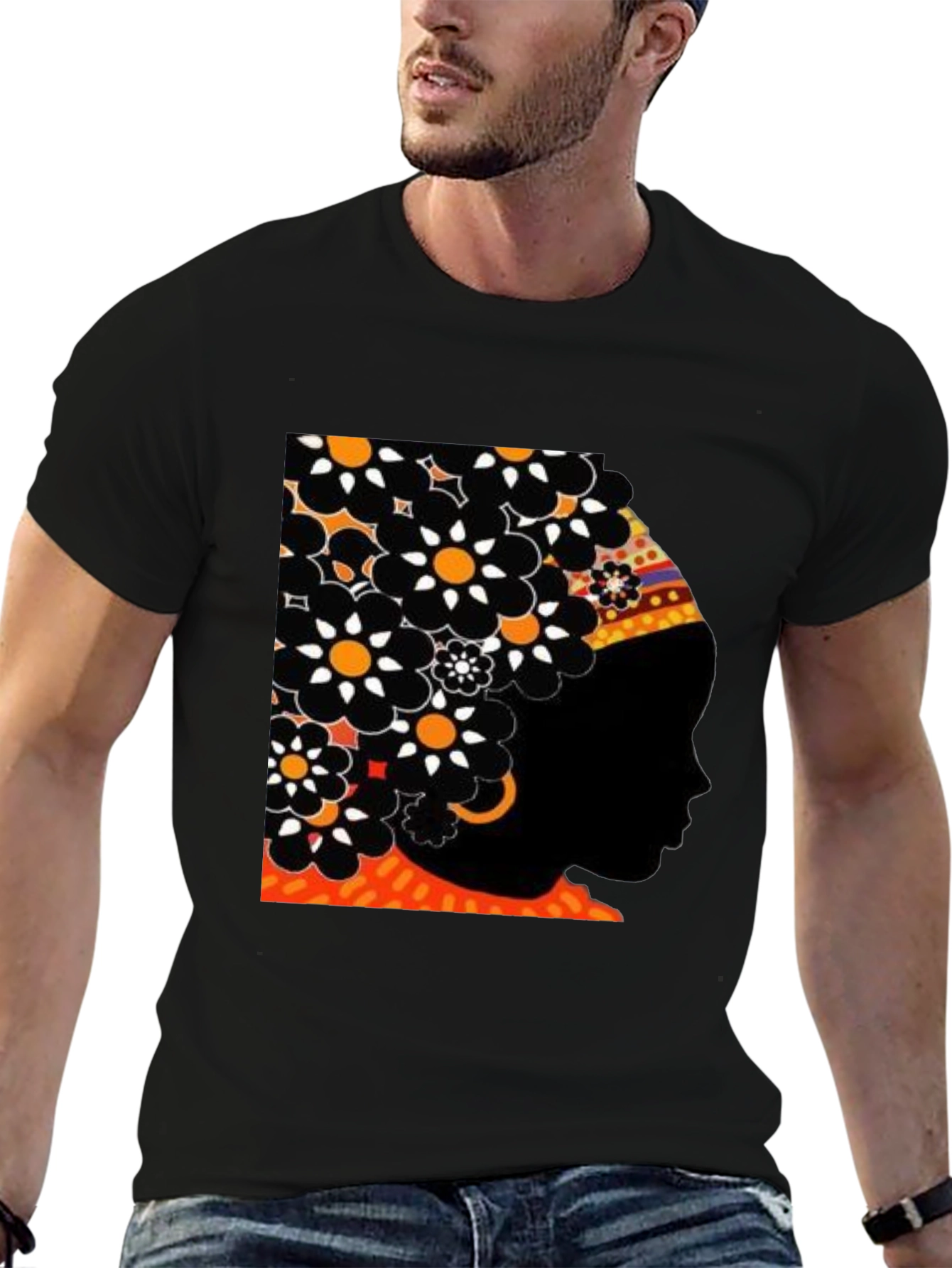 Floral Afro Silhouette Graphic Tee