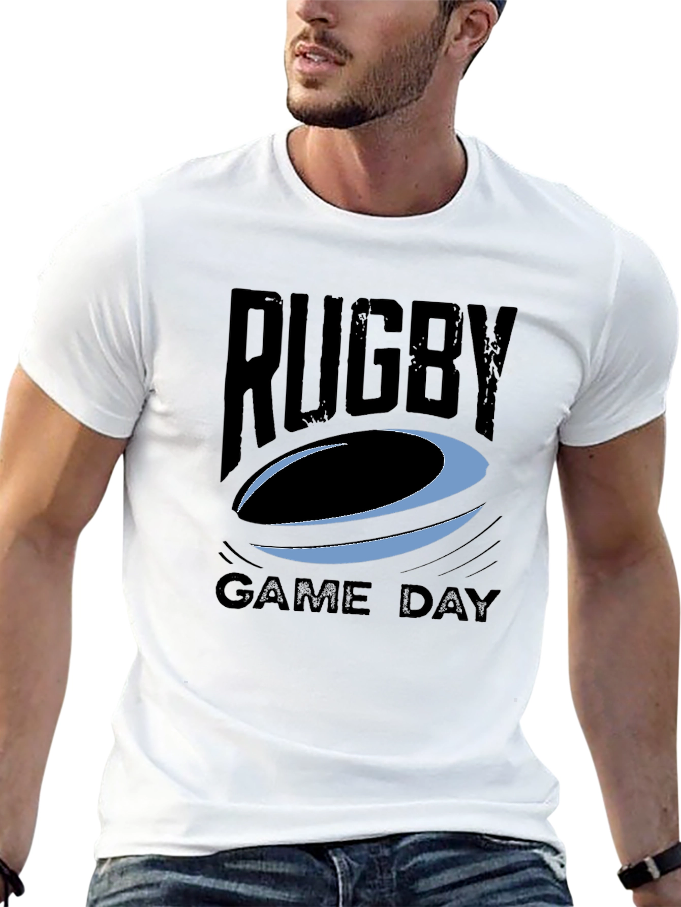 Rugby Game Day Graphic Tee - Black