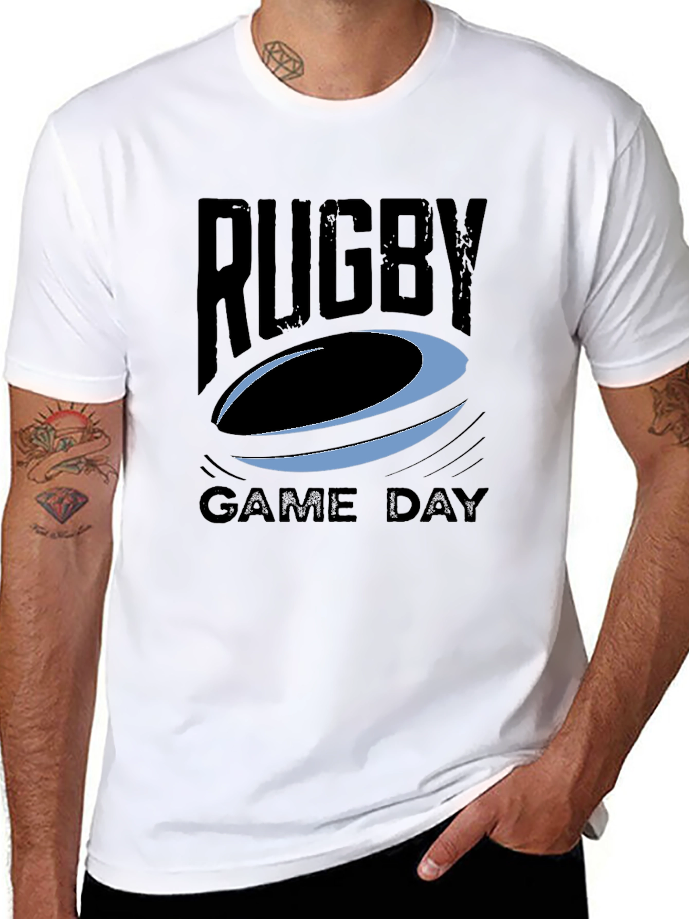 Rugby Game Day Graphic Tee - Black