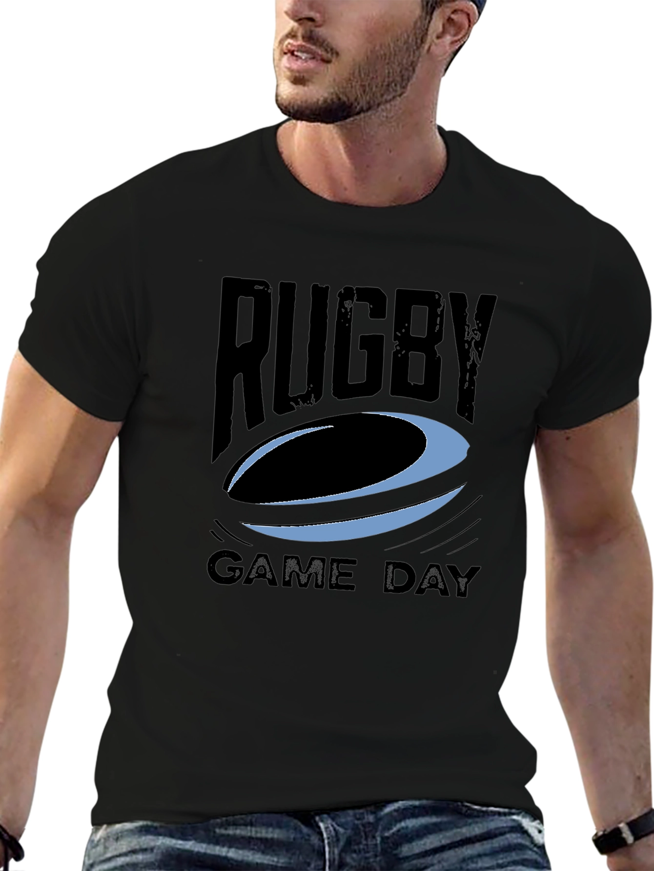 Rugby Game Day Graphic Tee - Black