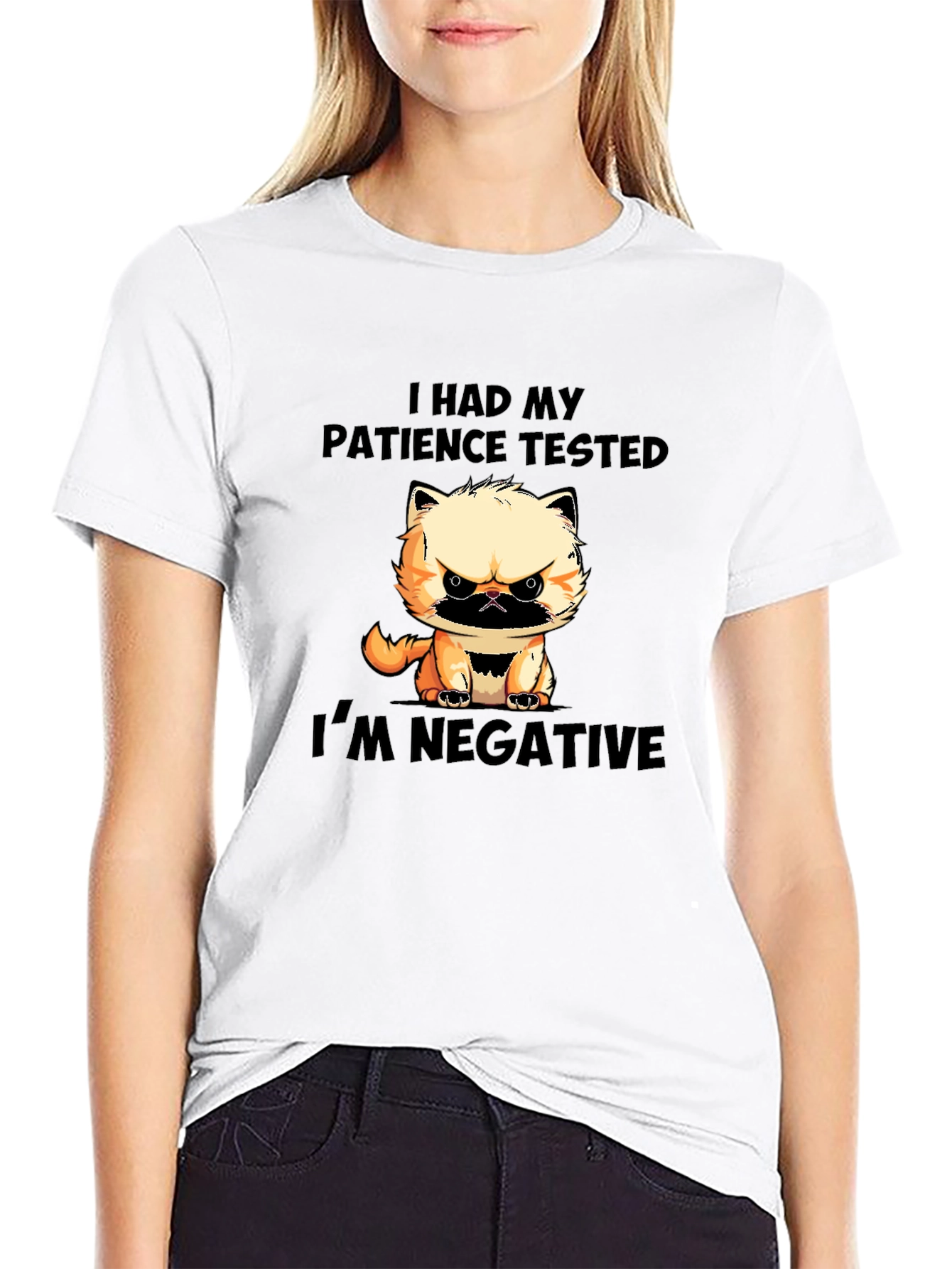 Funny Cat Patience Tested Negative Graphic T-Shirt