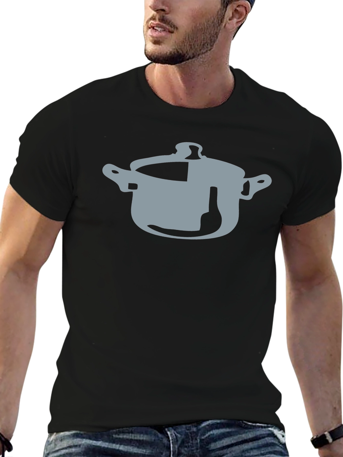 Pot & Bottle Graphic Black T-Shirt