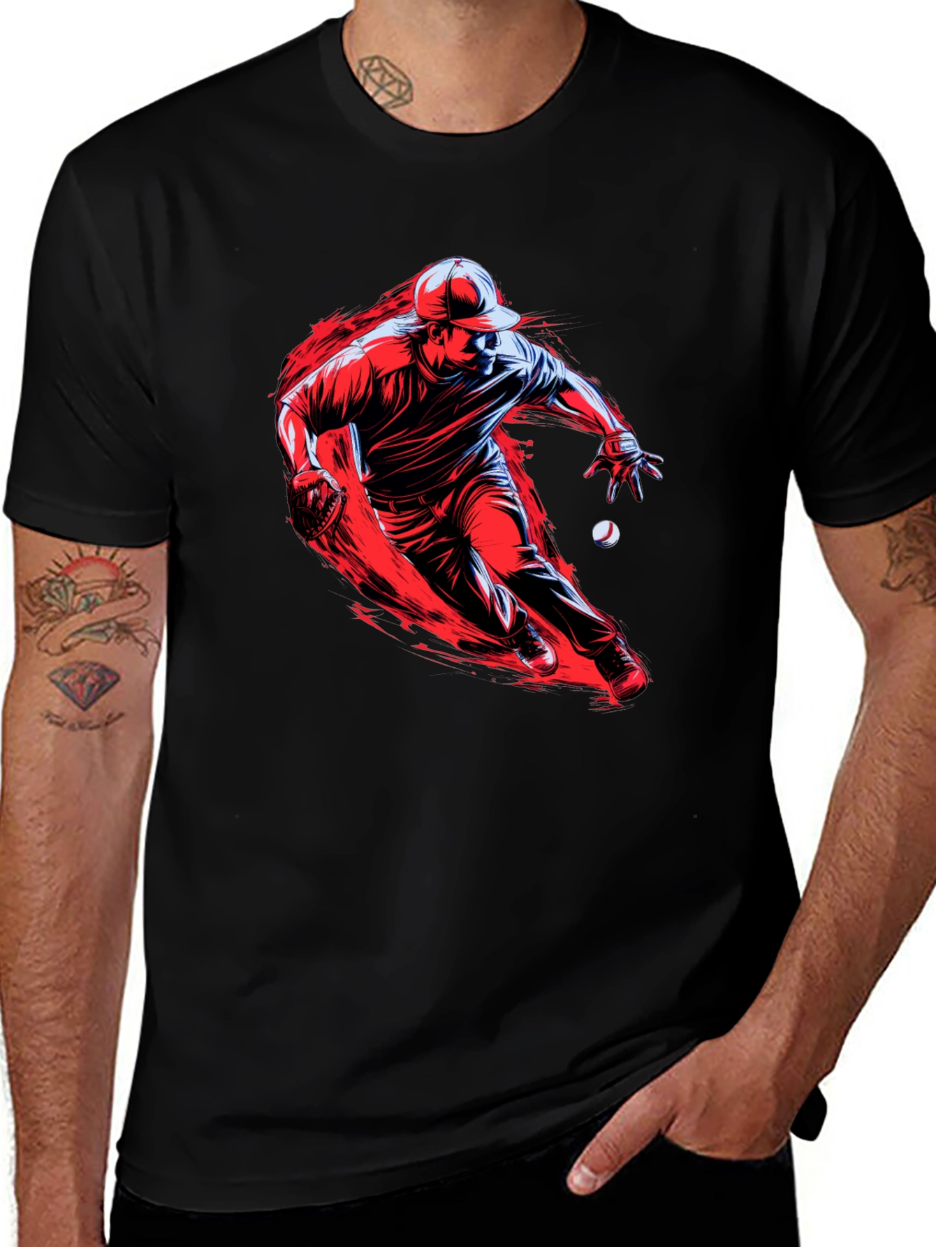Baseball Player Graphic T-Shirt