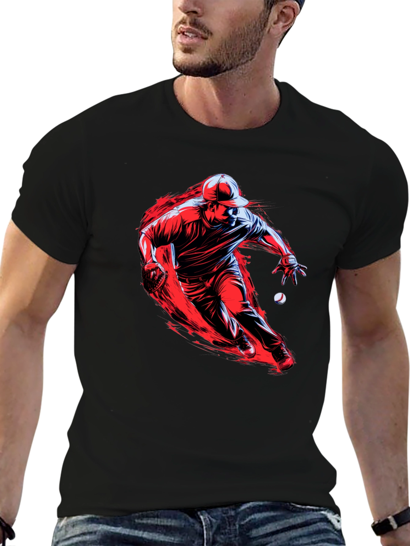 Baseball Player Graphic T-Shirt