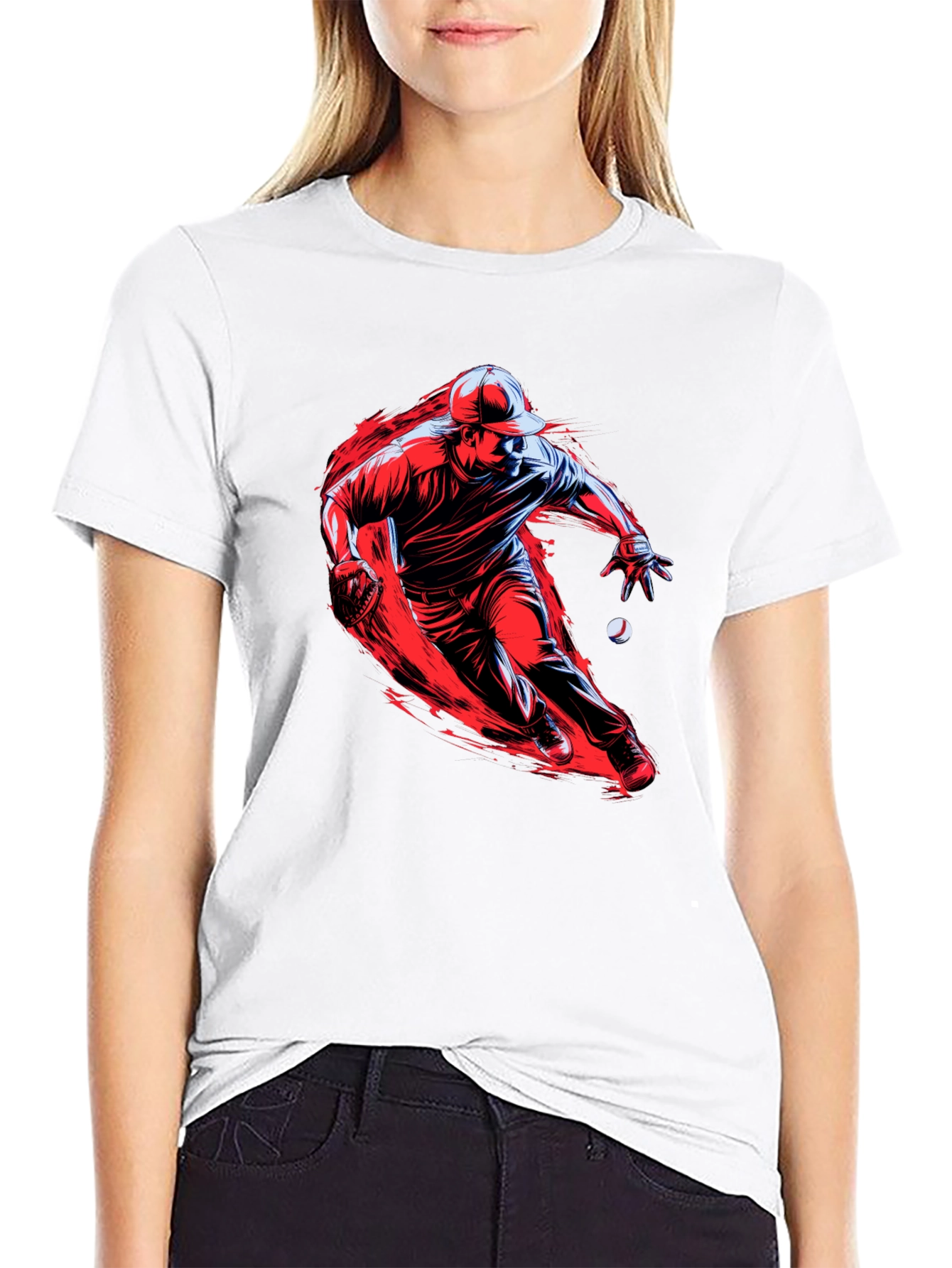 Baseball Player Graphic T-Shirt