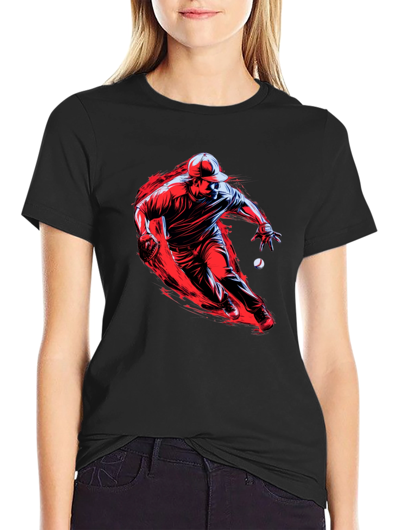 Baseball Player Graphic T-Shirt