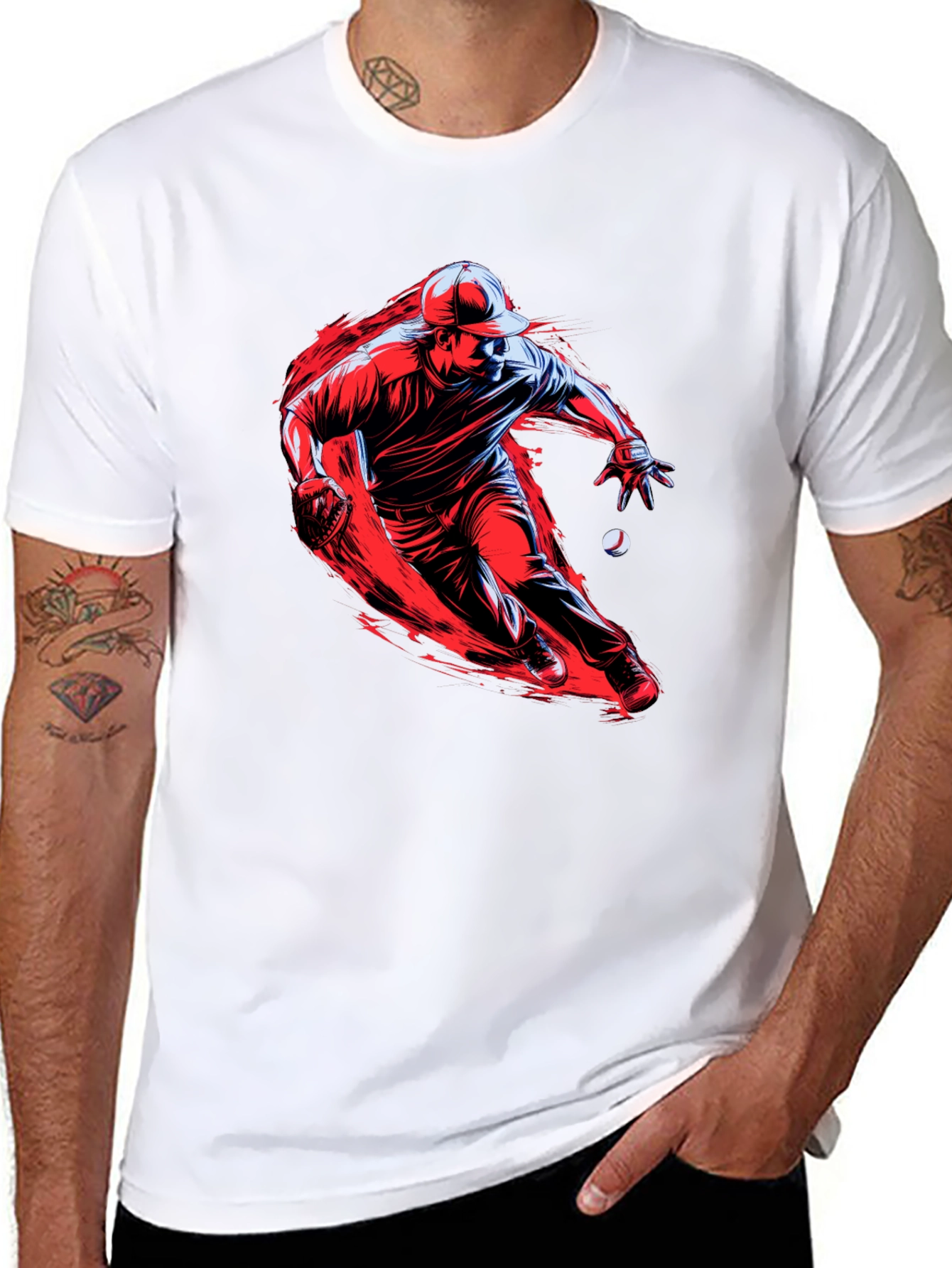 Baseball Player Graphic T-Shirt