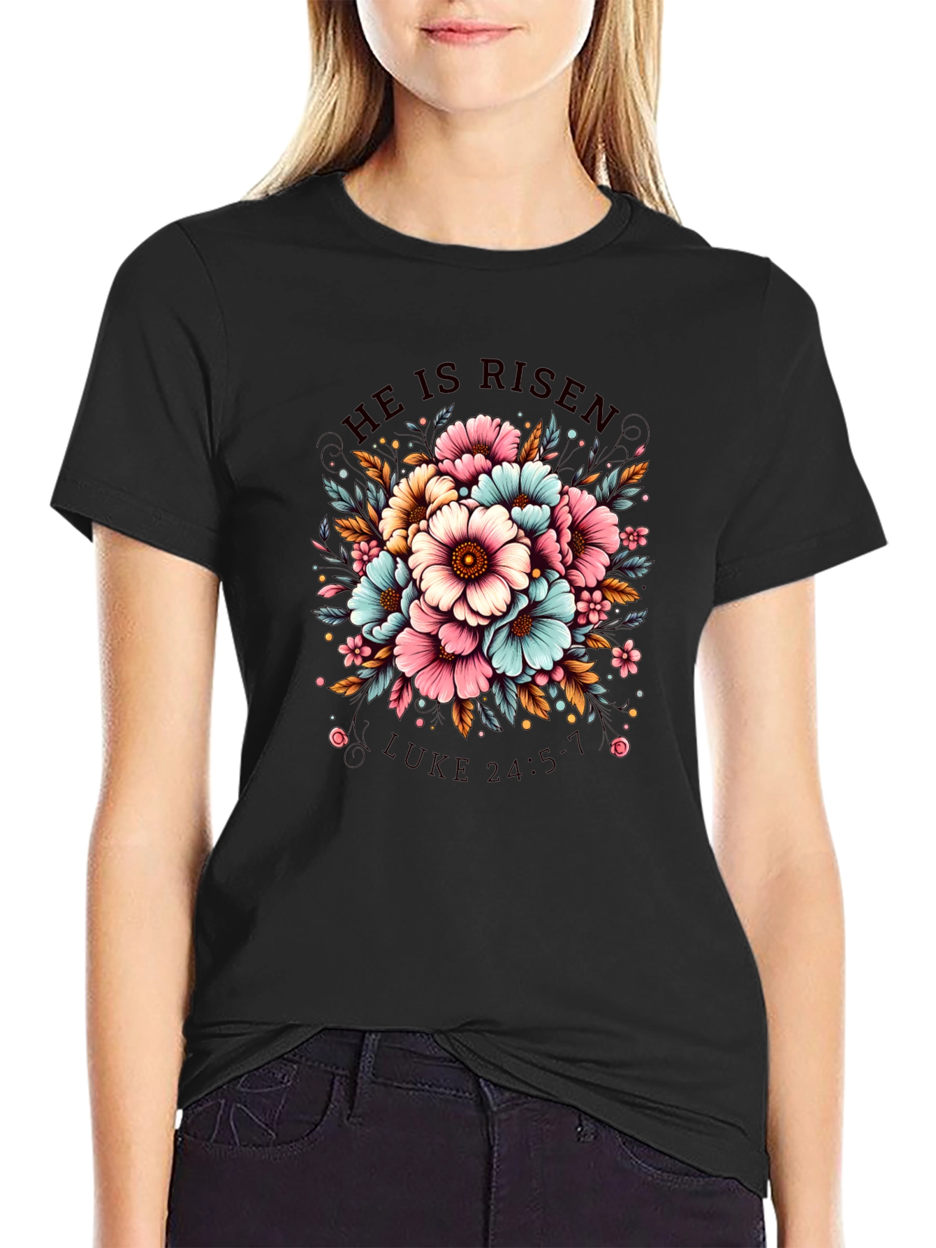He Is Risen Floral T-Shirt