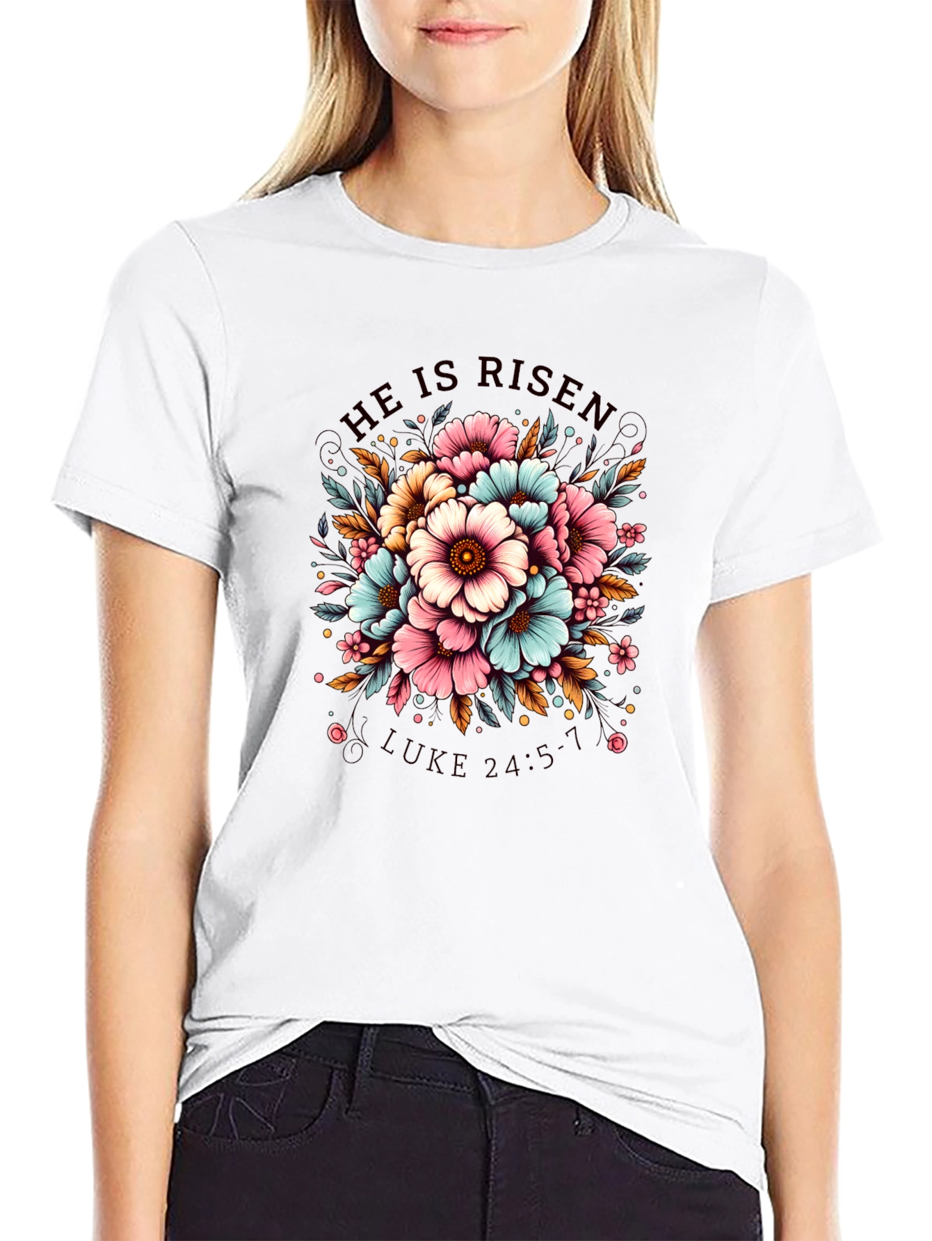 He Is Risen Floral T-Shirt