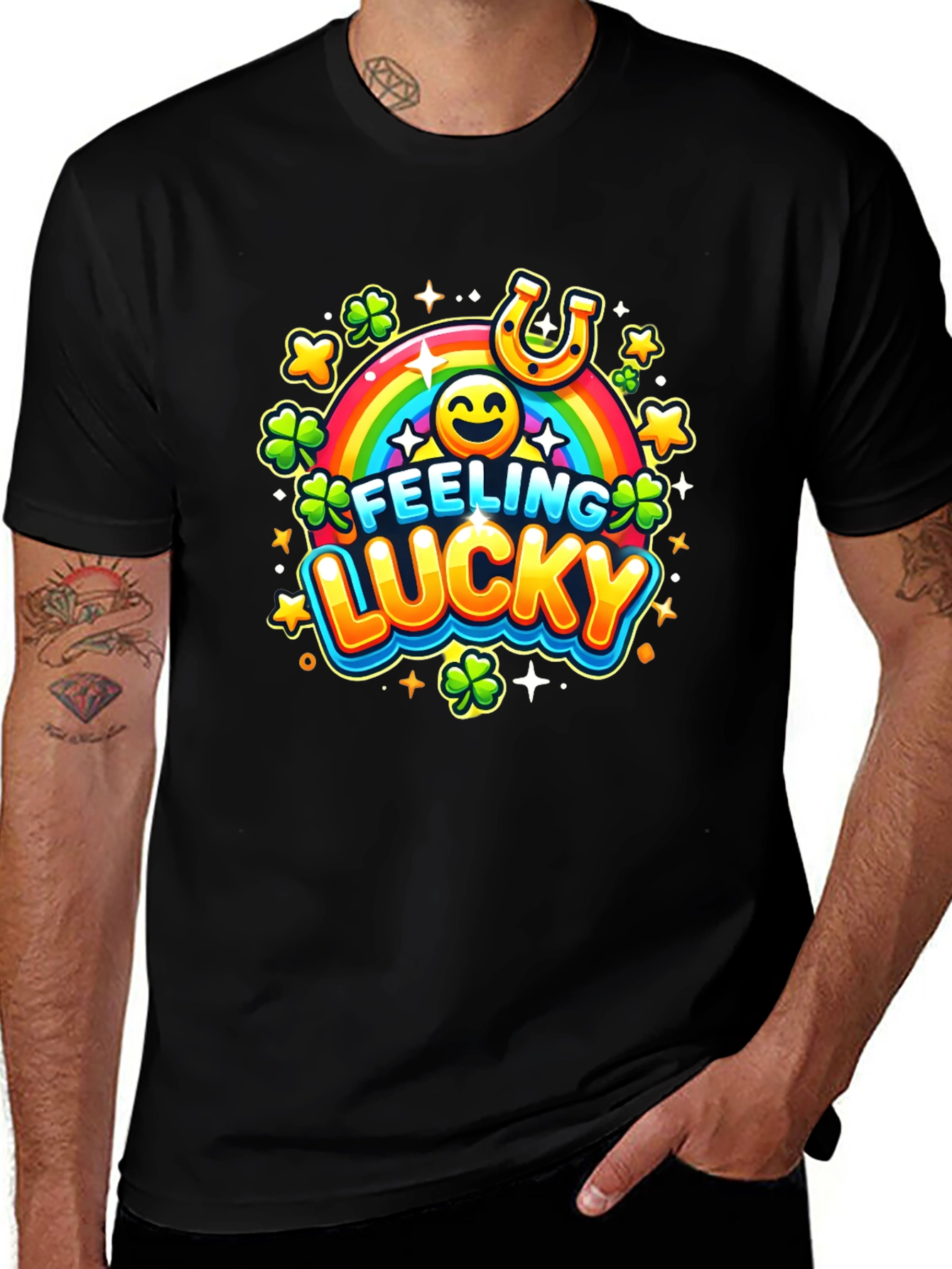 Feeling Lucky St. Patricks Day Black T-Shirt