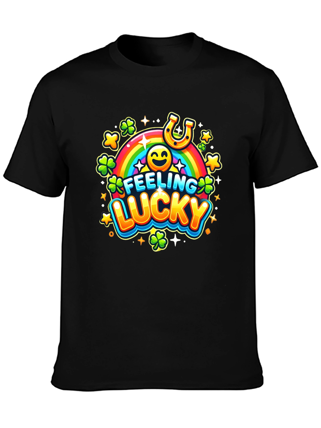 Feeling Lucky St. Patricks Day Black T-Shirt