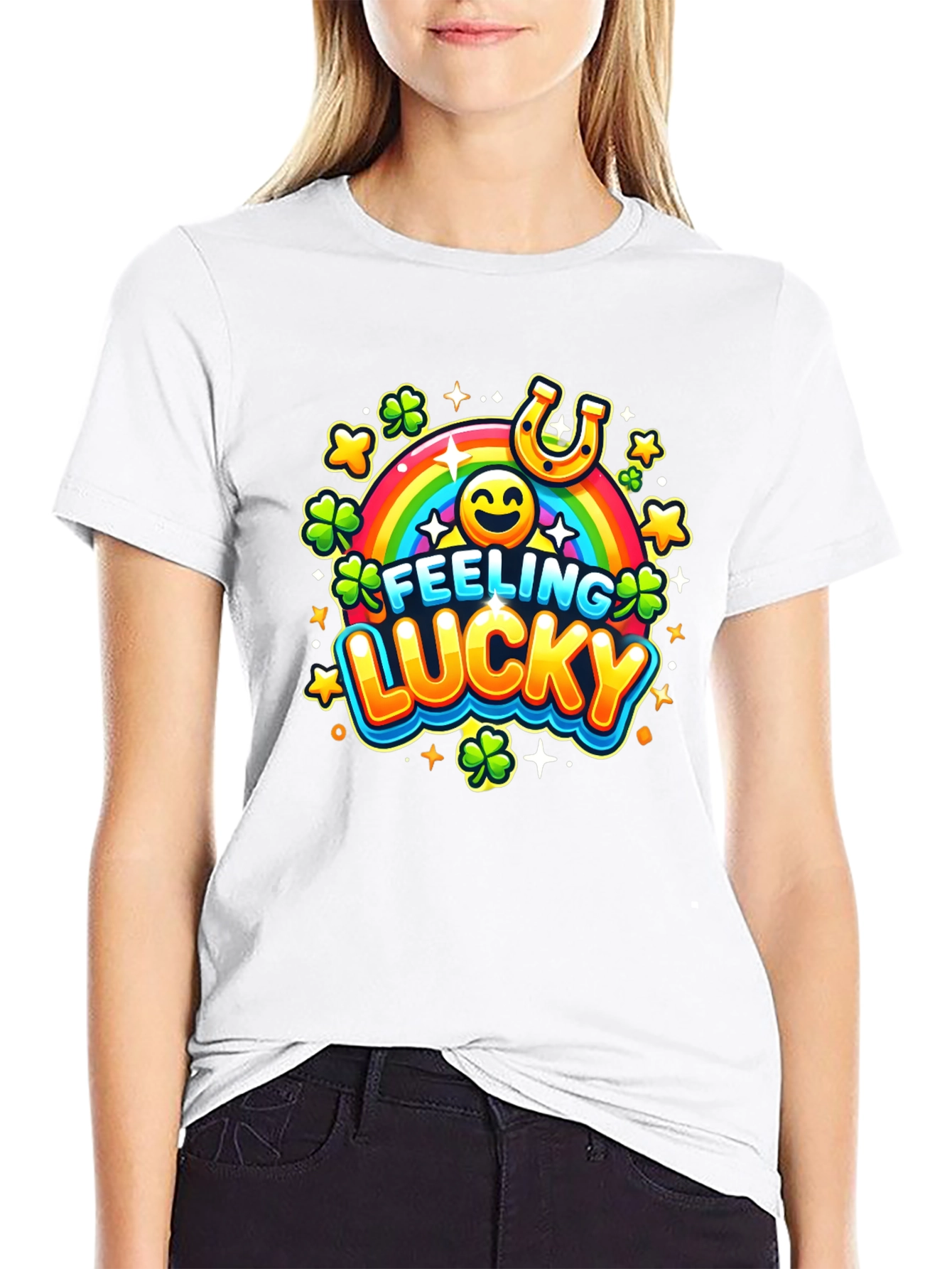 Feeling Lucky St. Patricks Day Black T-Shirt