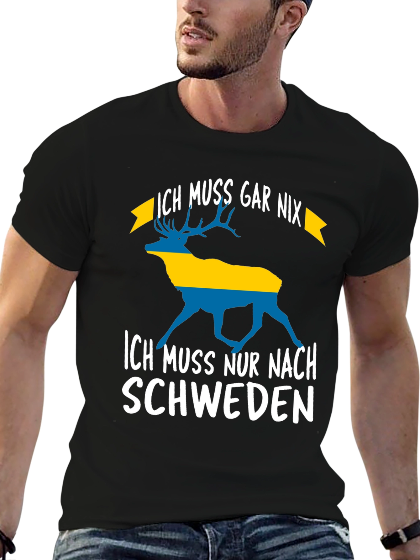 Sweden Graphic T-Shirt - Ich Muss Nur Nach Schweden