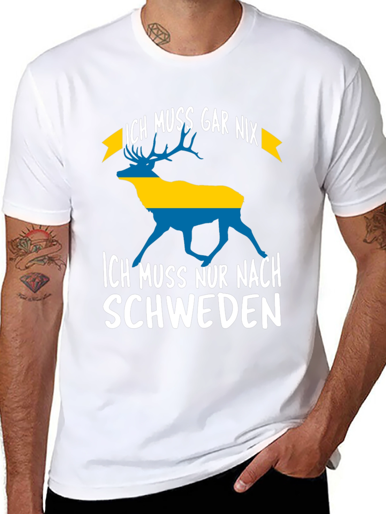 Sweden Graphic T-Shirt - Ich Muss Nur Nach Schweden