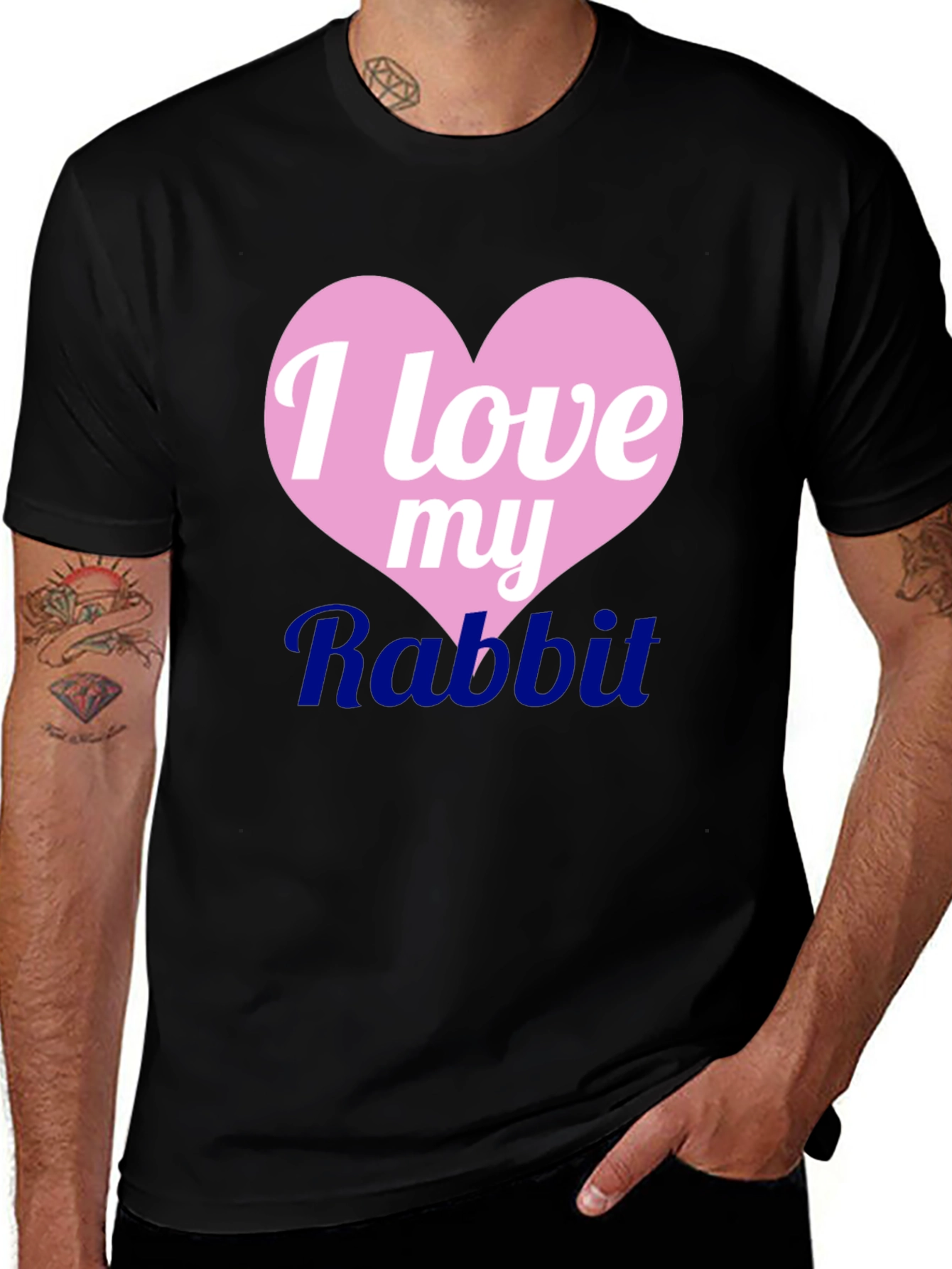 I Love My Rabbit Black T-Shirt