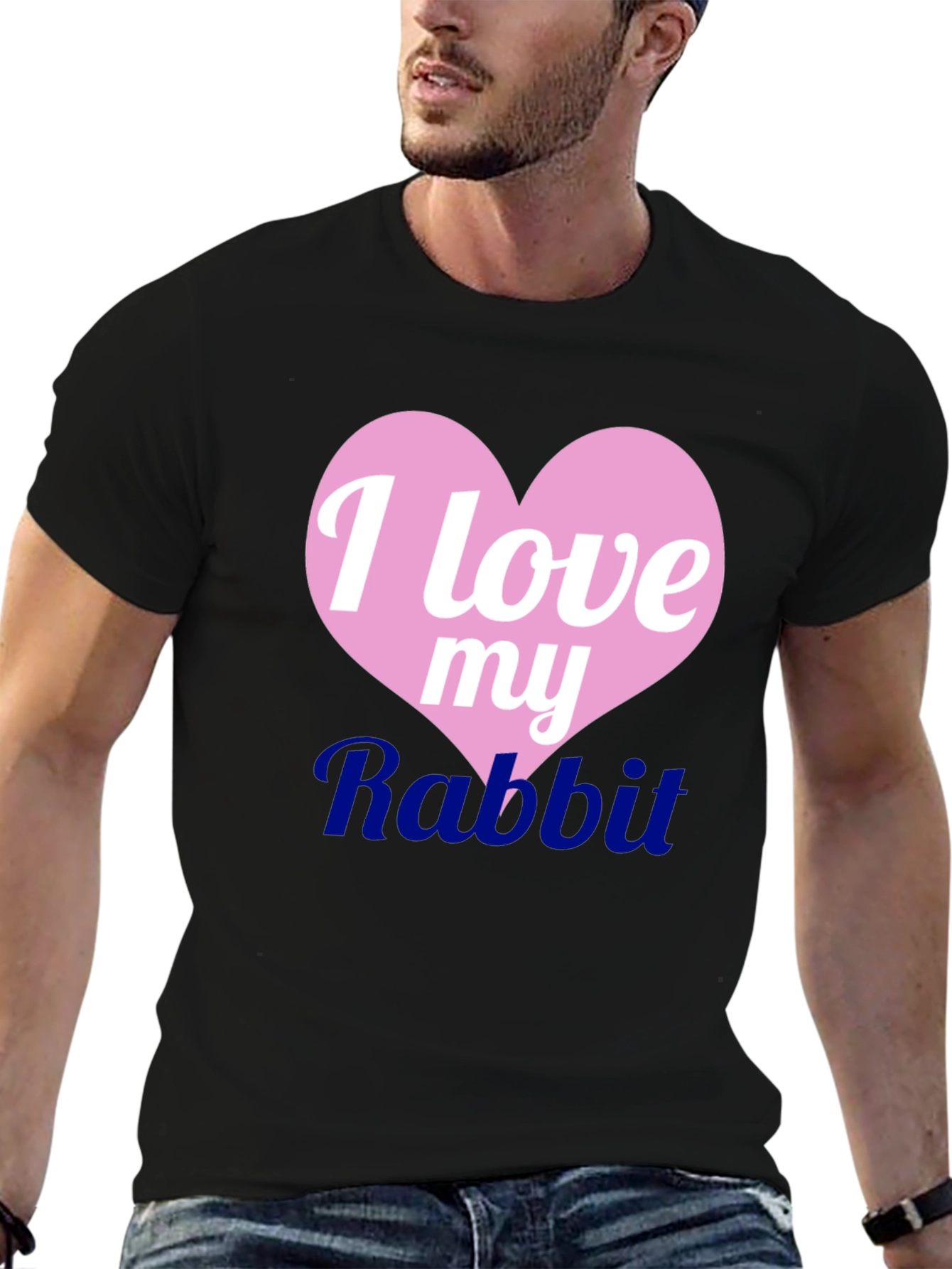 I Love My Rabbit Black T-Shirt