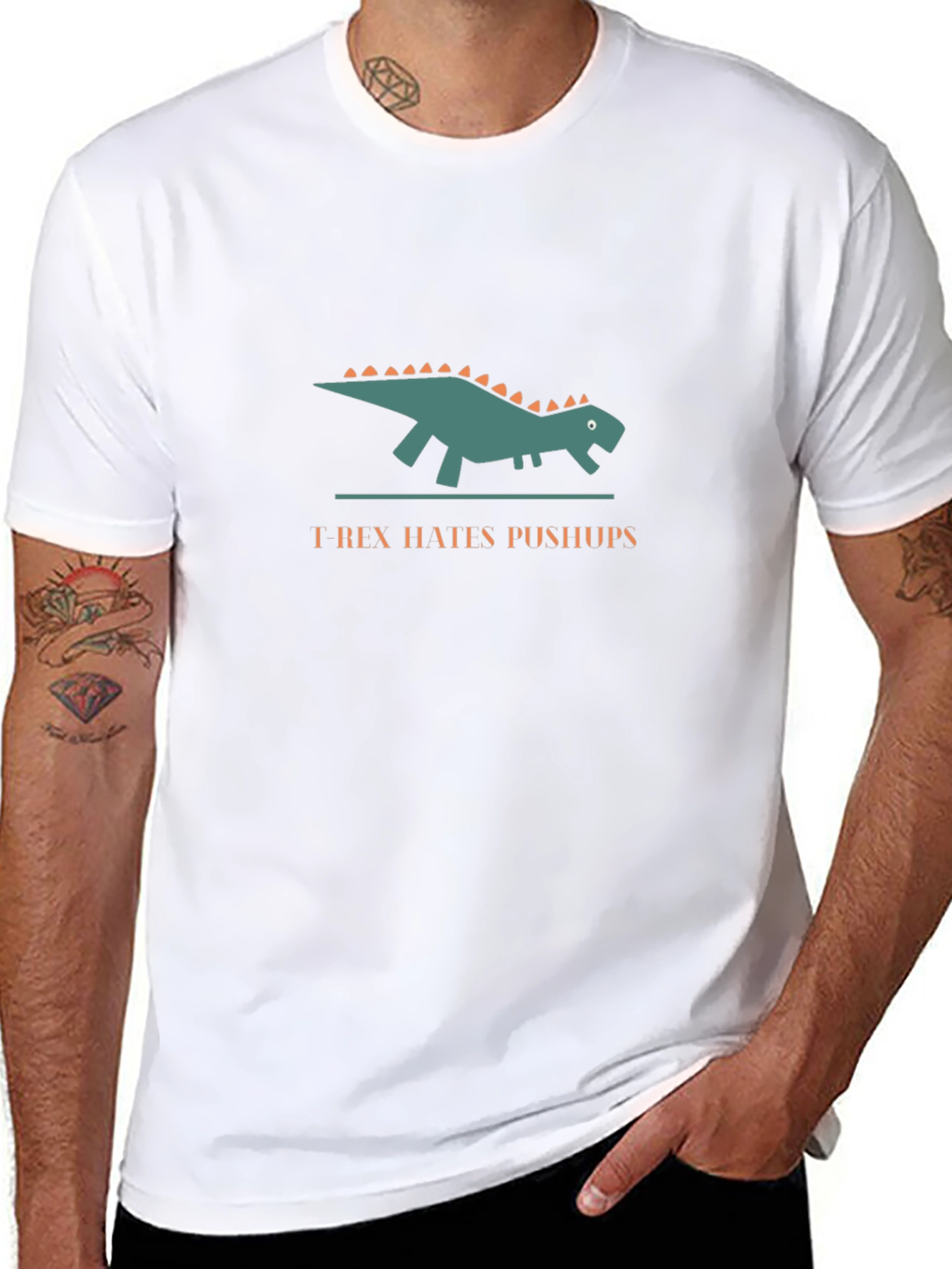 T-Rex Hates Pushups Graphic Black T-Shirt