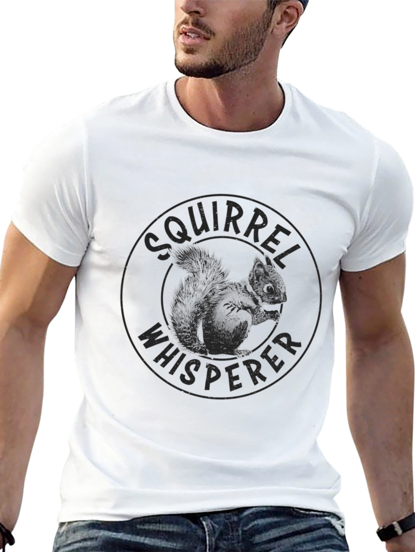 Squirrel Whisperer Graphic Tee - Black Cotton T-Shirt
