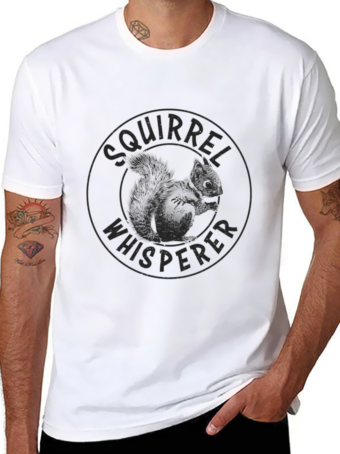 Squirrel Whisperer Graphic Tee - Black Cotton T-Shirt