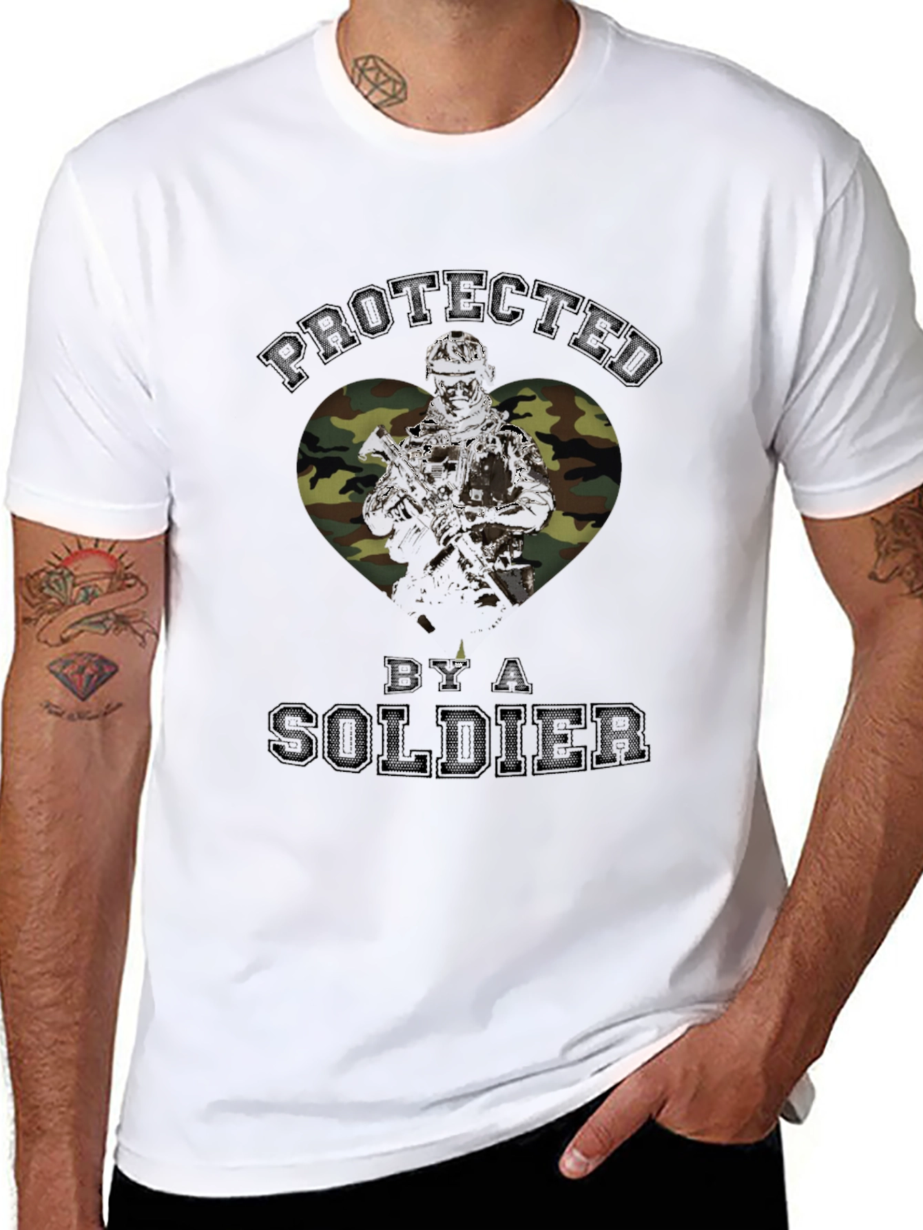 Protected by a Soldier Graphic T-Shirt