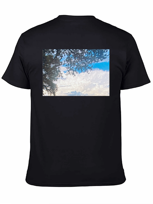Sky and Leaves Graphic Black Tee
