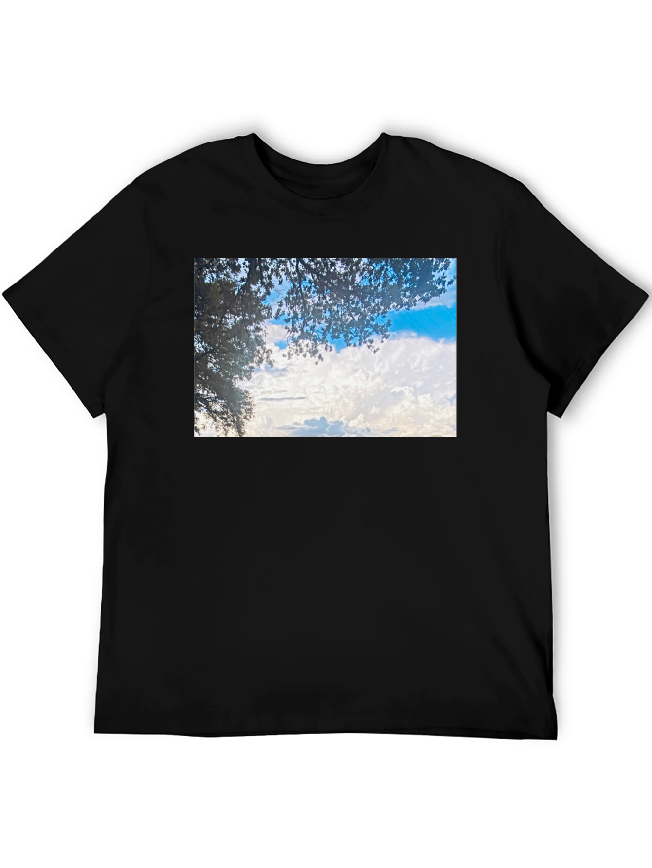 Sky and Leaves Graphic Black Tee