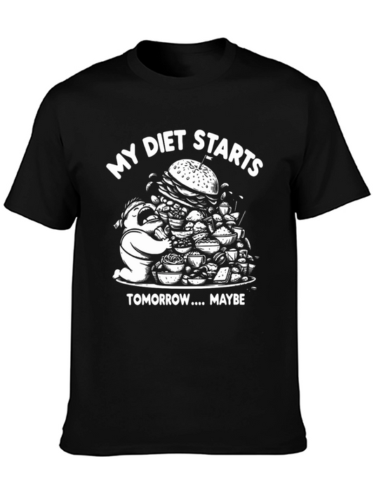 Funny Diet T-Shirt - Starts Tomorrow Maybe!