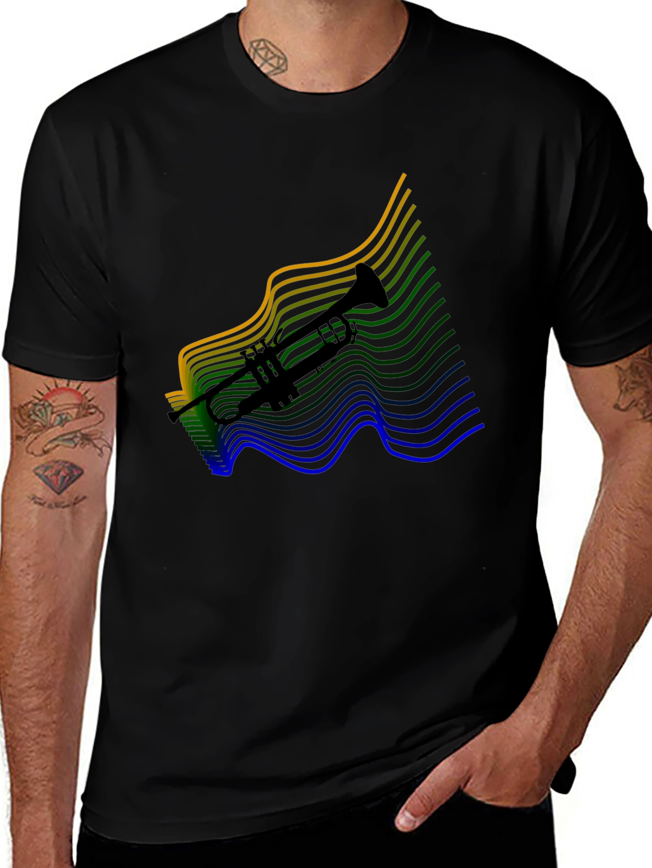 Trumpet Graphic Tee - Black Cotton Blend