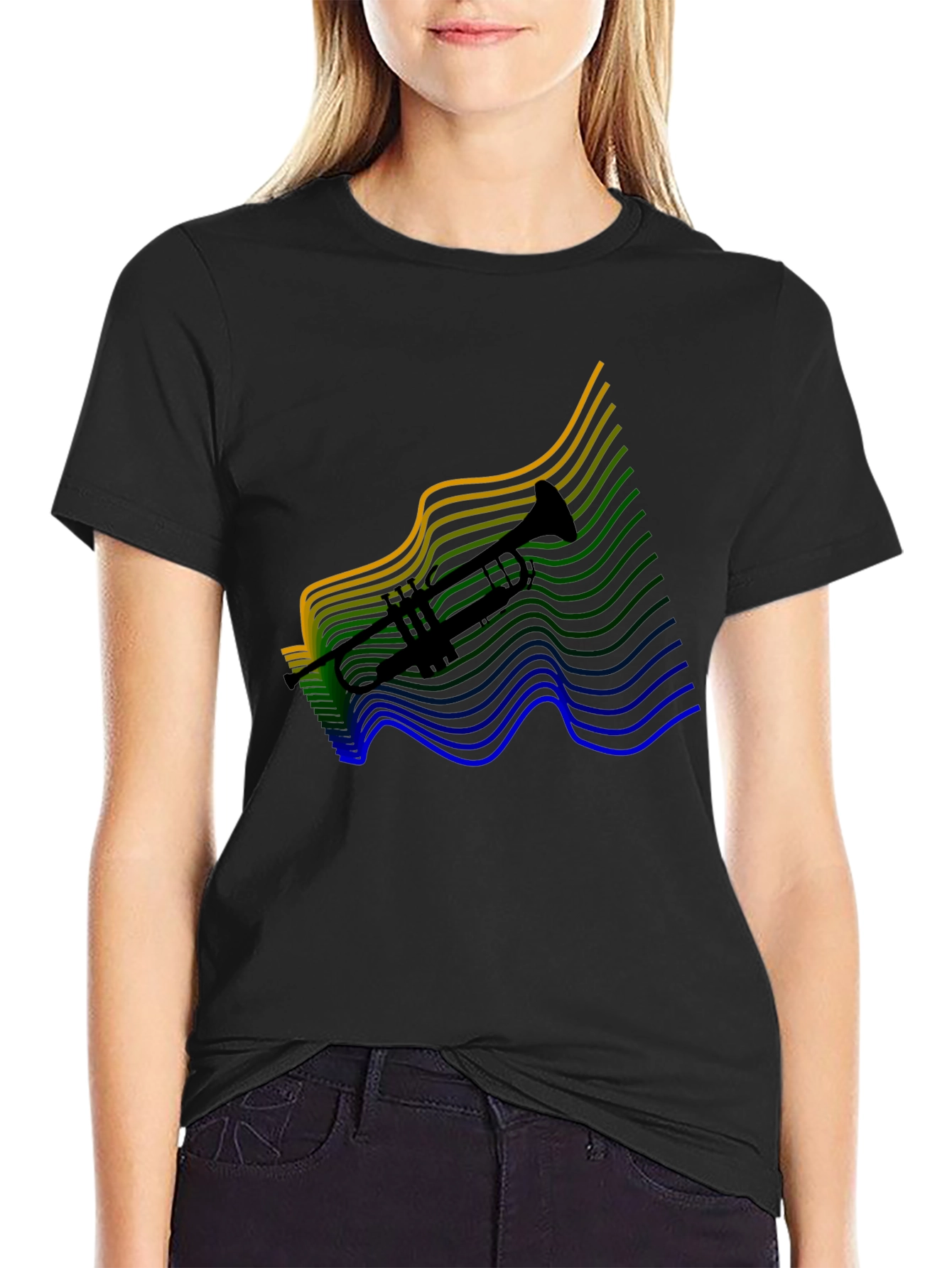 Trumpet Graphic Tee - Black Cotton Blend