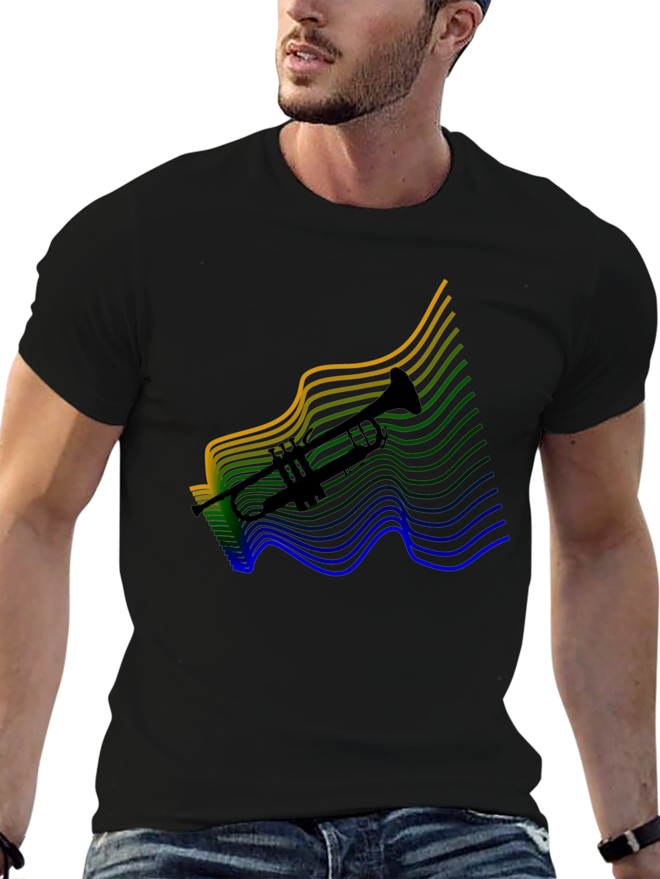 Trumpet Graphic Tee - Black Cotton Blend