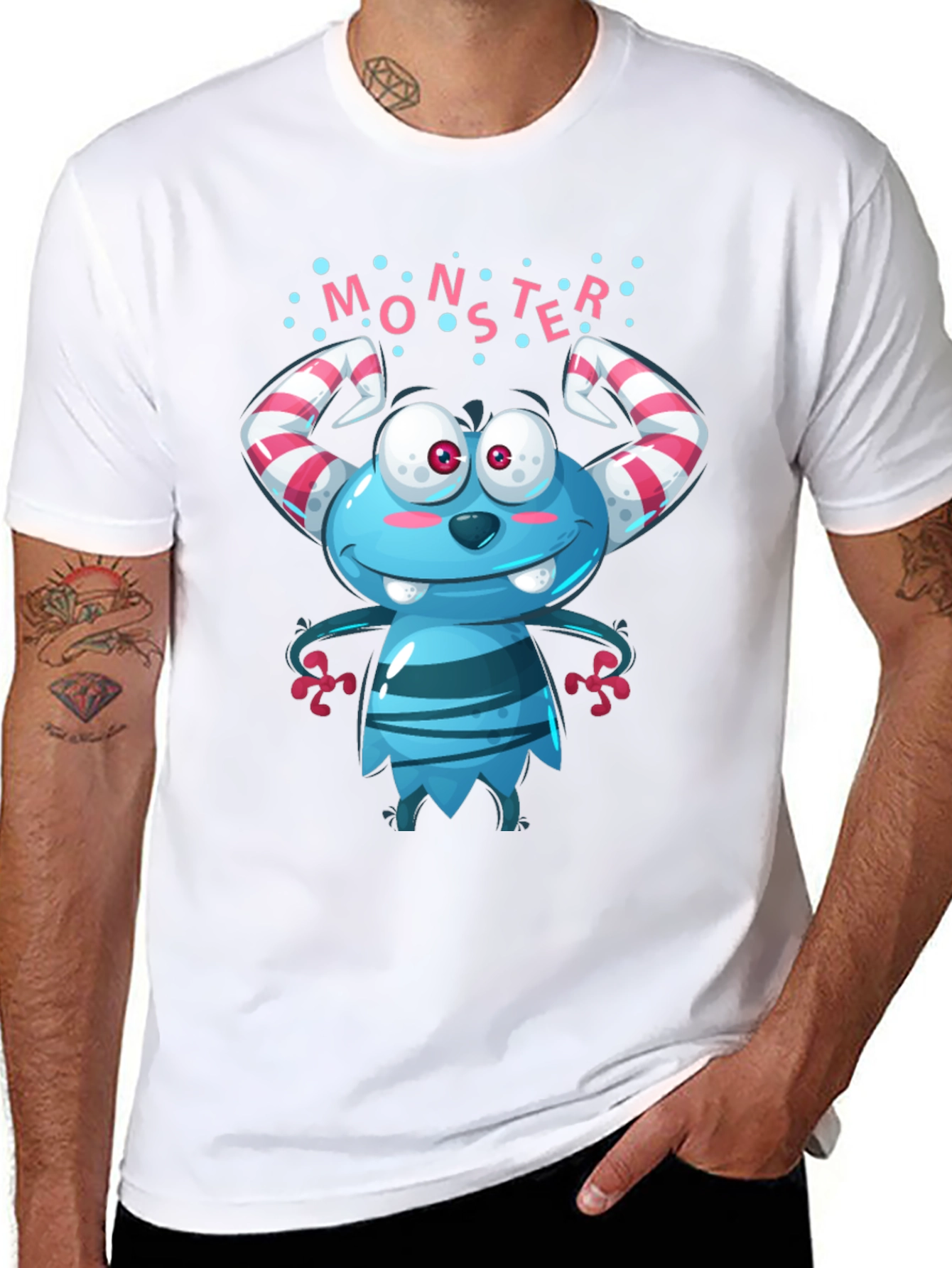 Cute Cartoon Monster Graphic Print T-Shirt