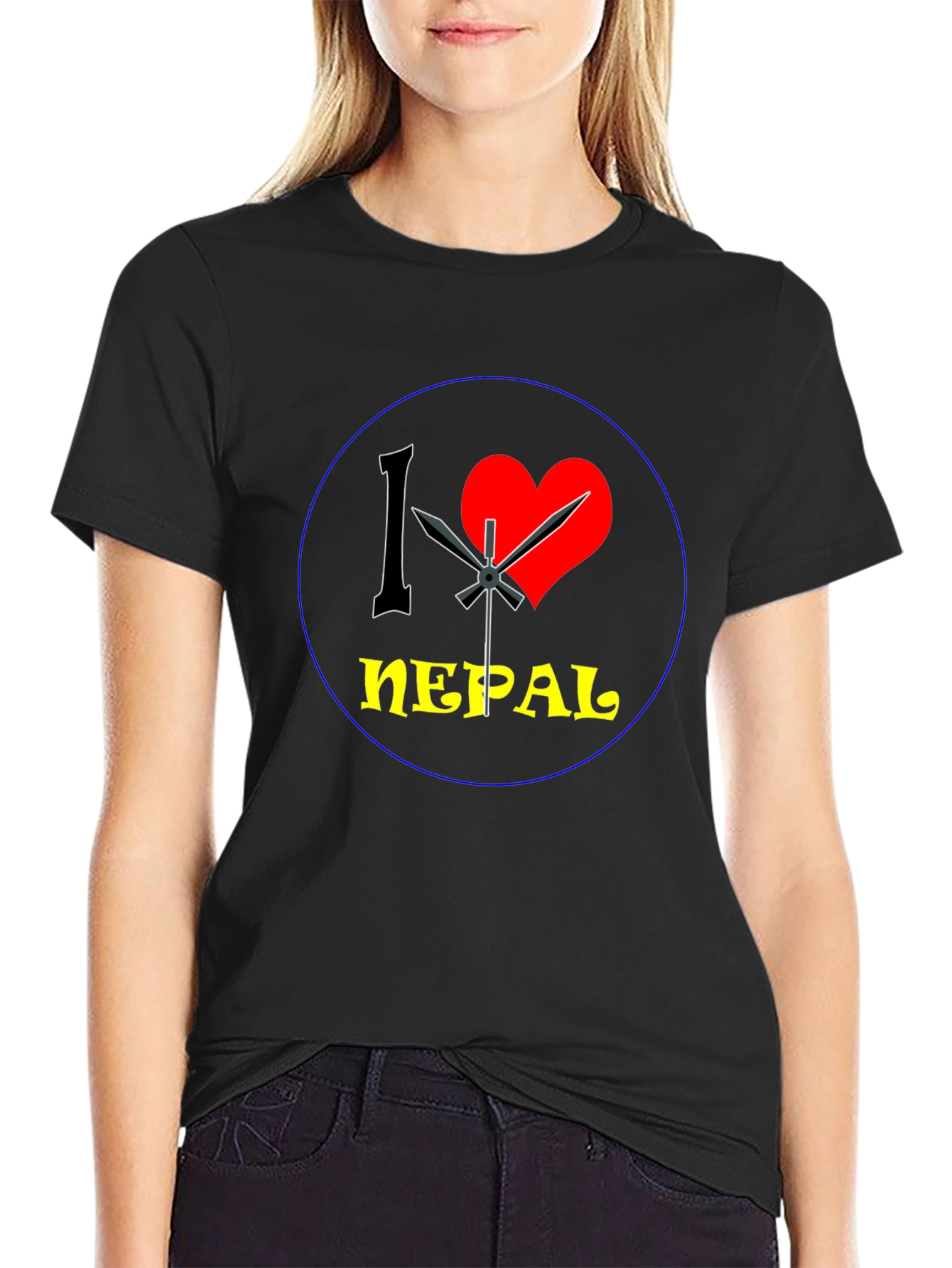 I Heart Nepal Graphic Tee - Black Cotton T-Shirt