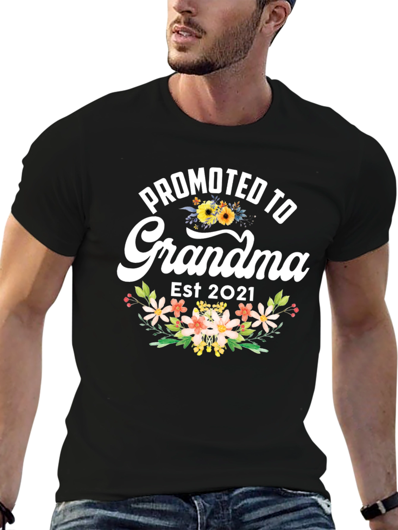 Promoted to Grandma 2021 Floral T-Shirt