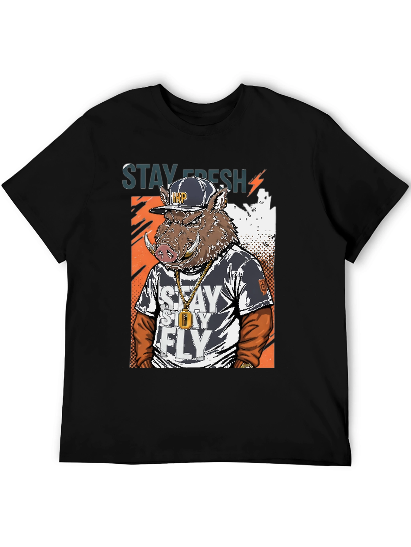 Stay Fresh Boar Graphic Tee - Mens Black T-Shirt