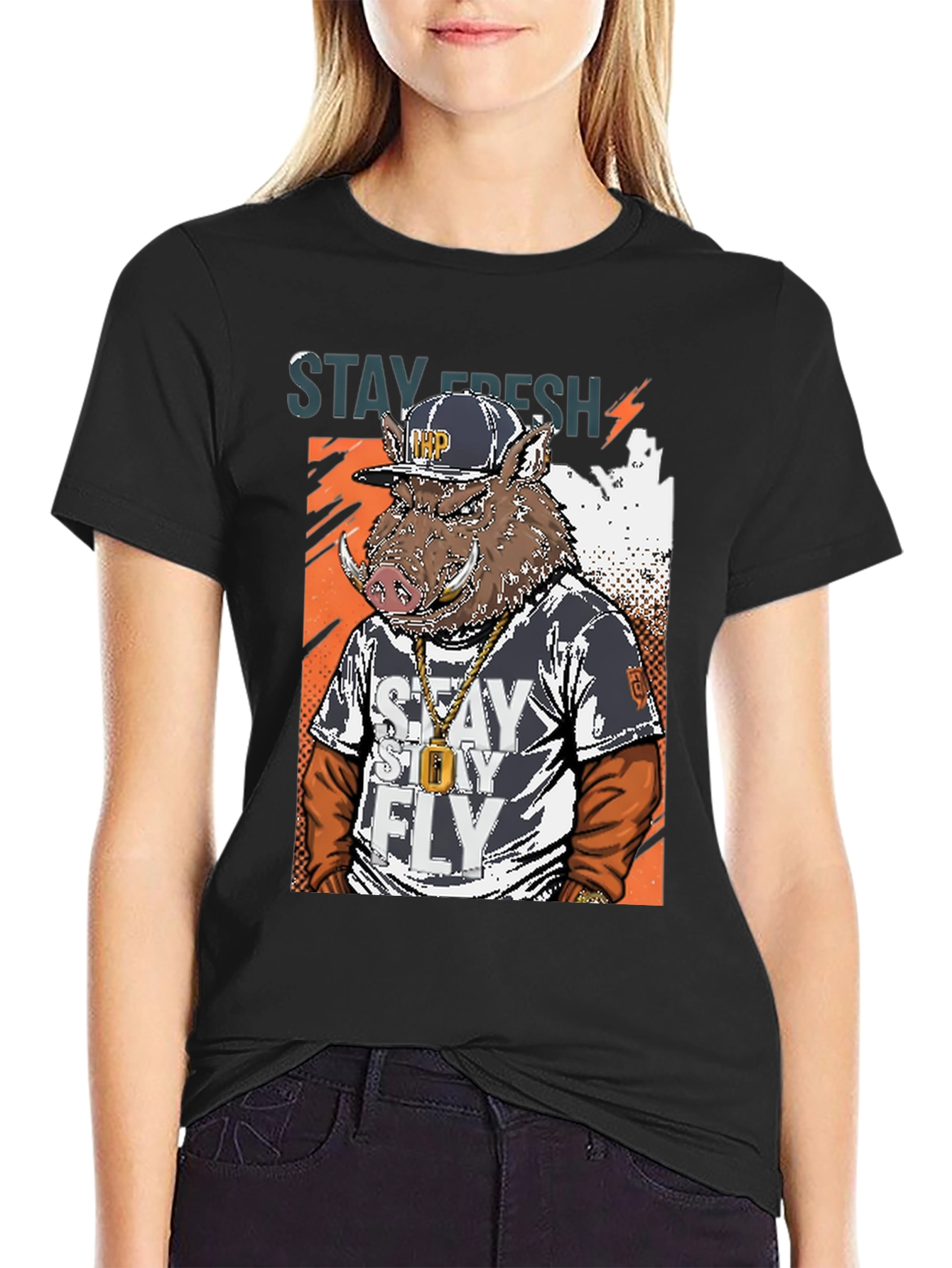 Stay Fresh Boar Graphic Tee - Mens Black T-Shirt