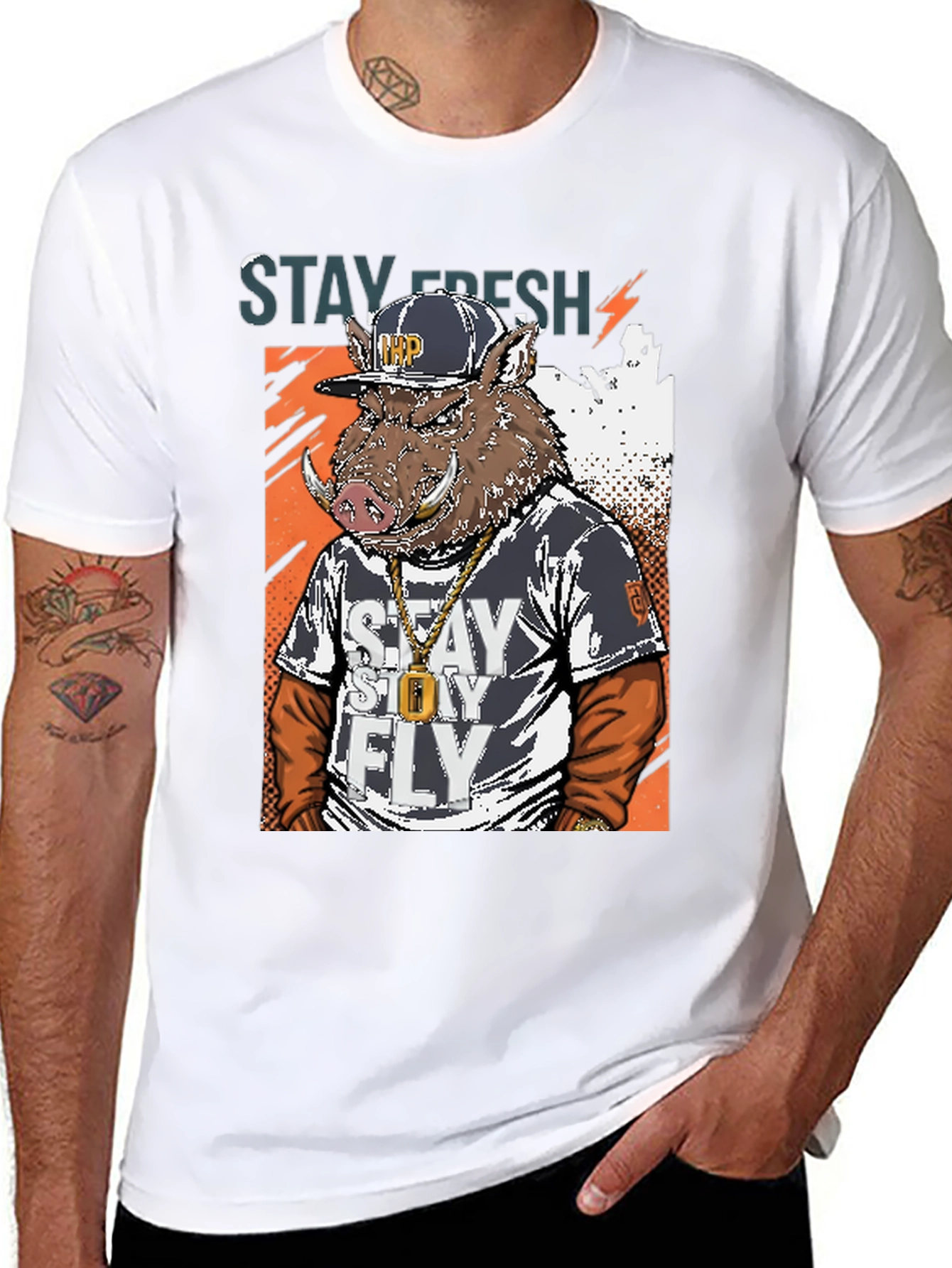 Stay Fresh Boar Graphic Tee - Mens Black T-Shirt